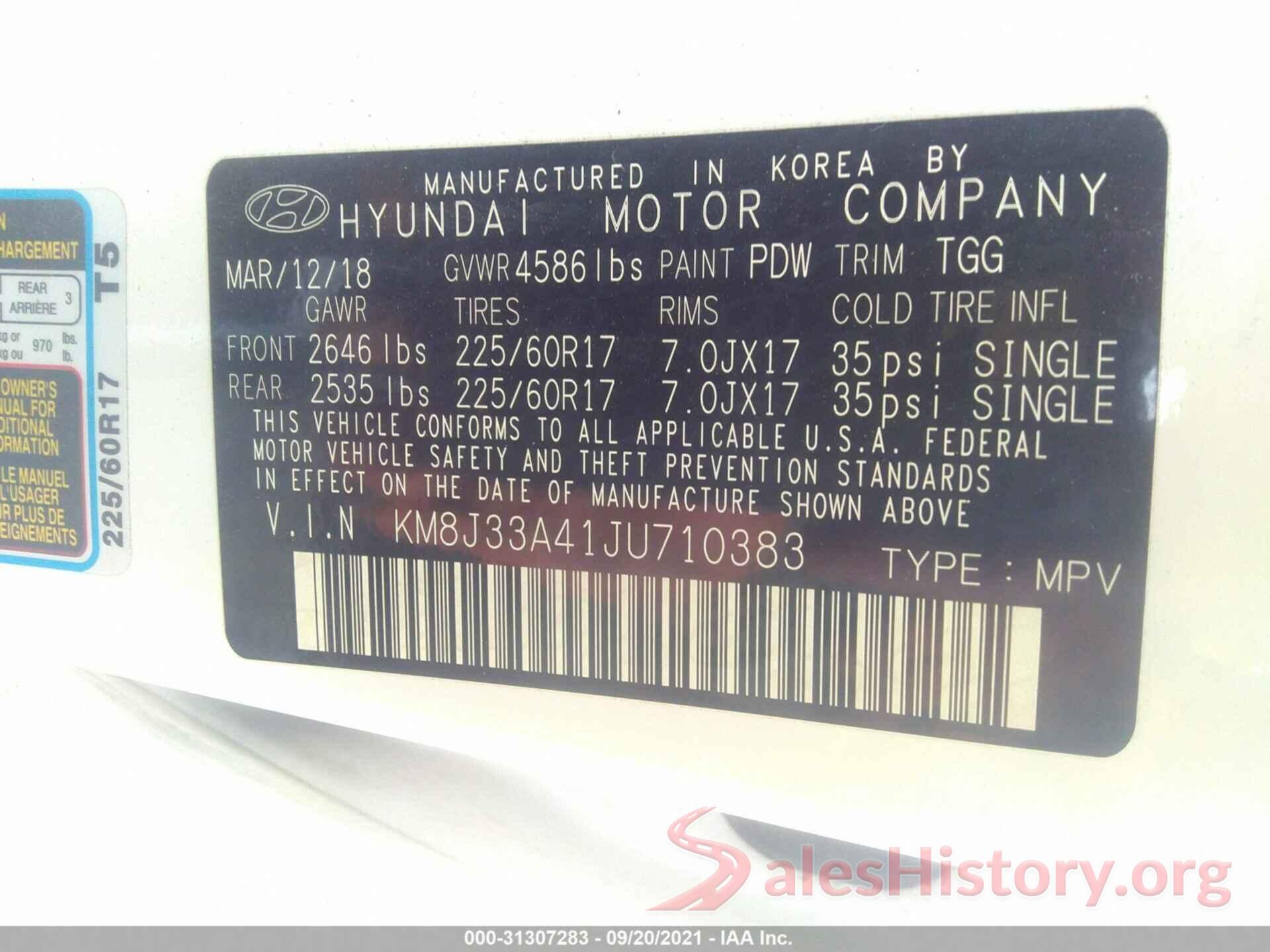 KM8J33A41JU710383 2018 HYUNDAI TUCSON