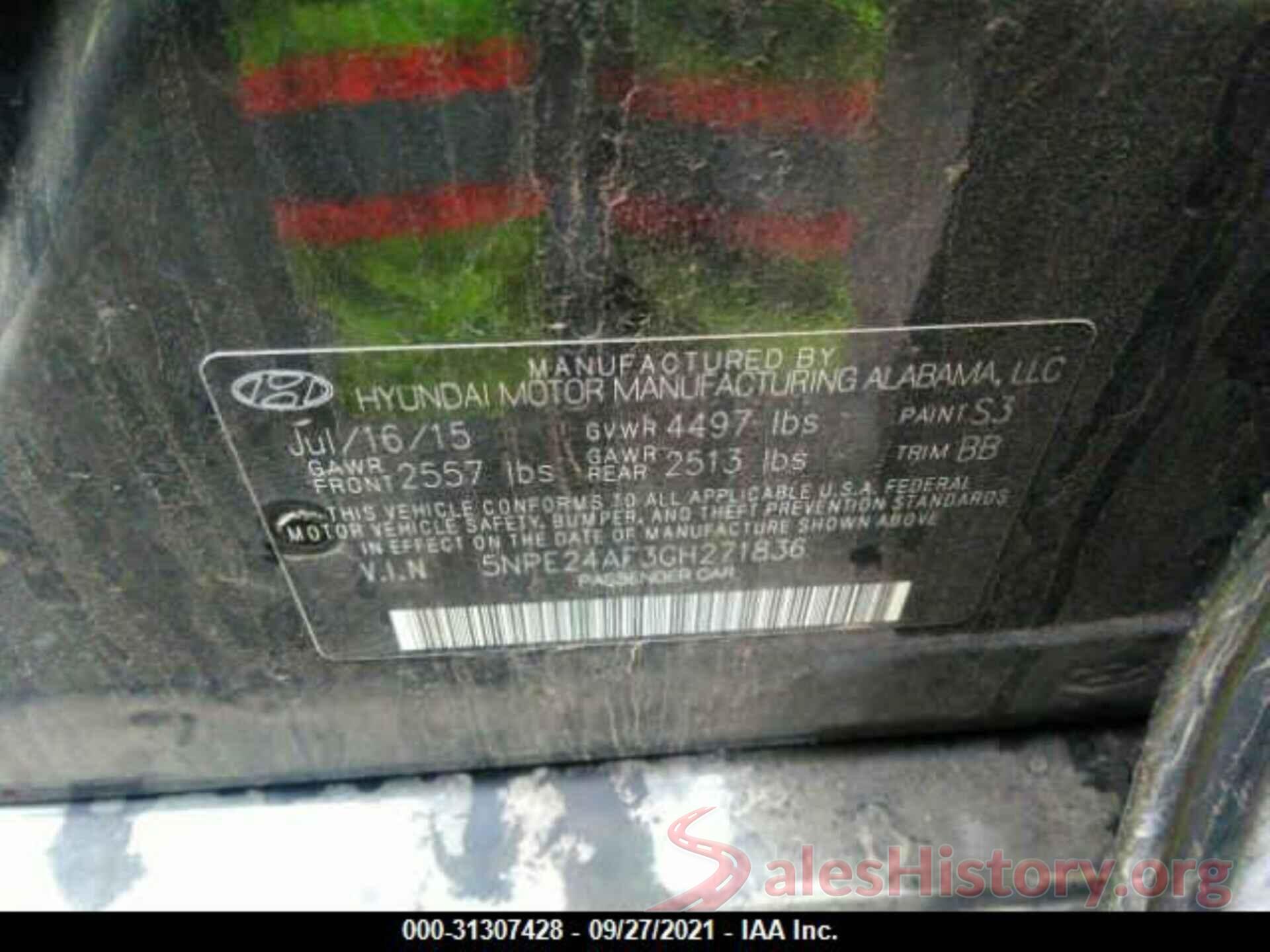 5NPE24AF3GH271836 2016 HYUNDAI SONATA