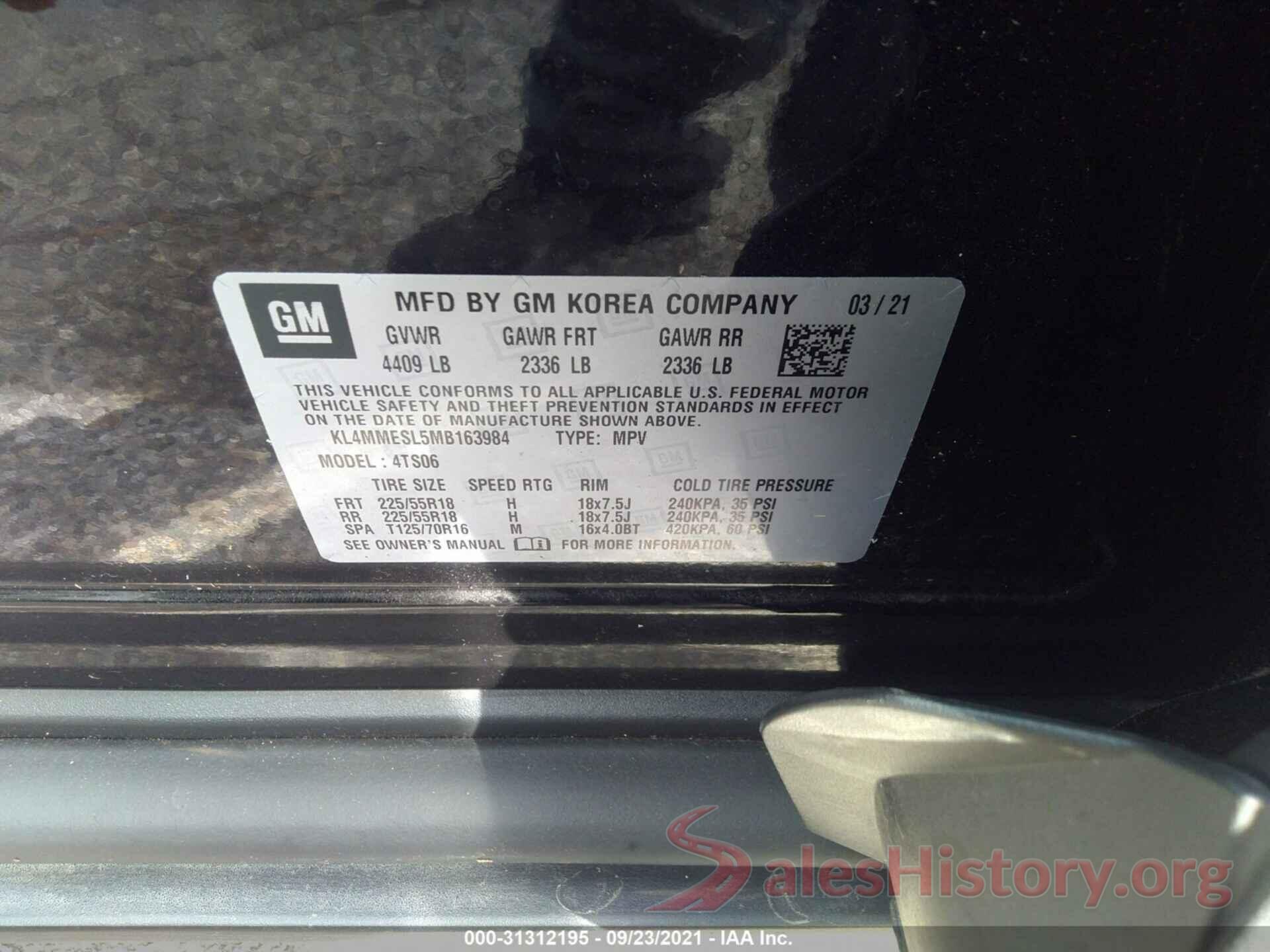 KL4MMESL5MB163984 2021 BUICK ENCORE GX