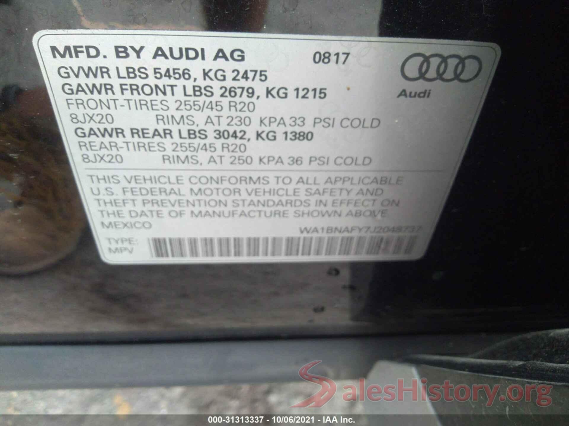 WA1BNAFY7J2048737 2018 AUDI Q5