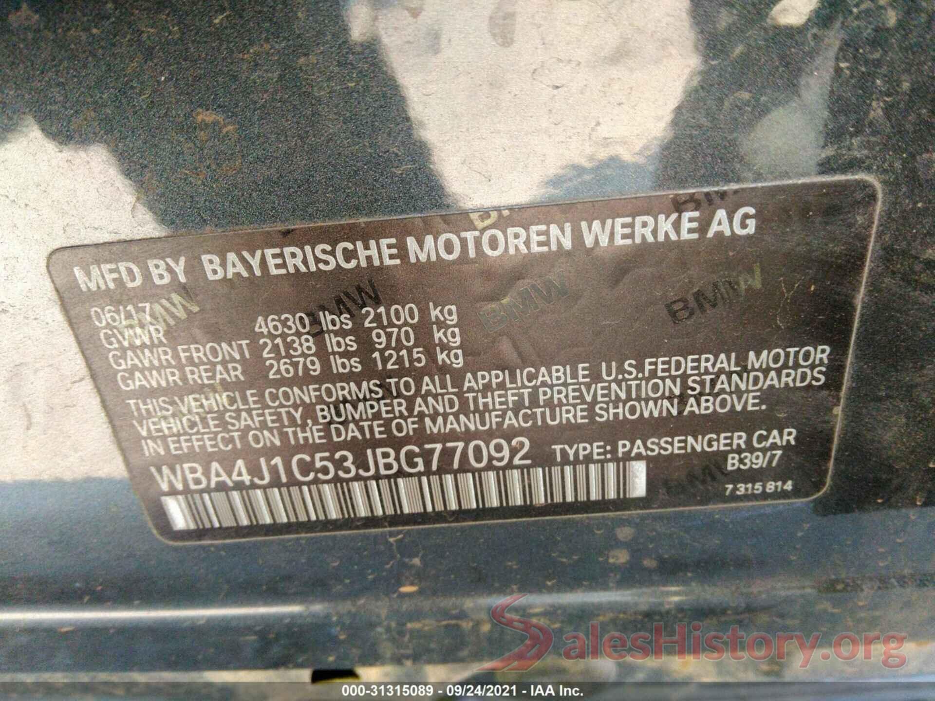 WBA4J1C53JBG77092 2018 BMW 4 SERIES