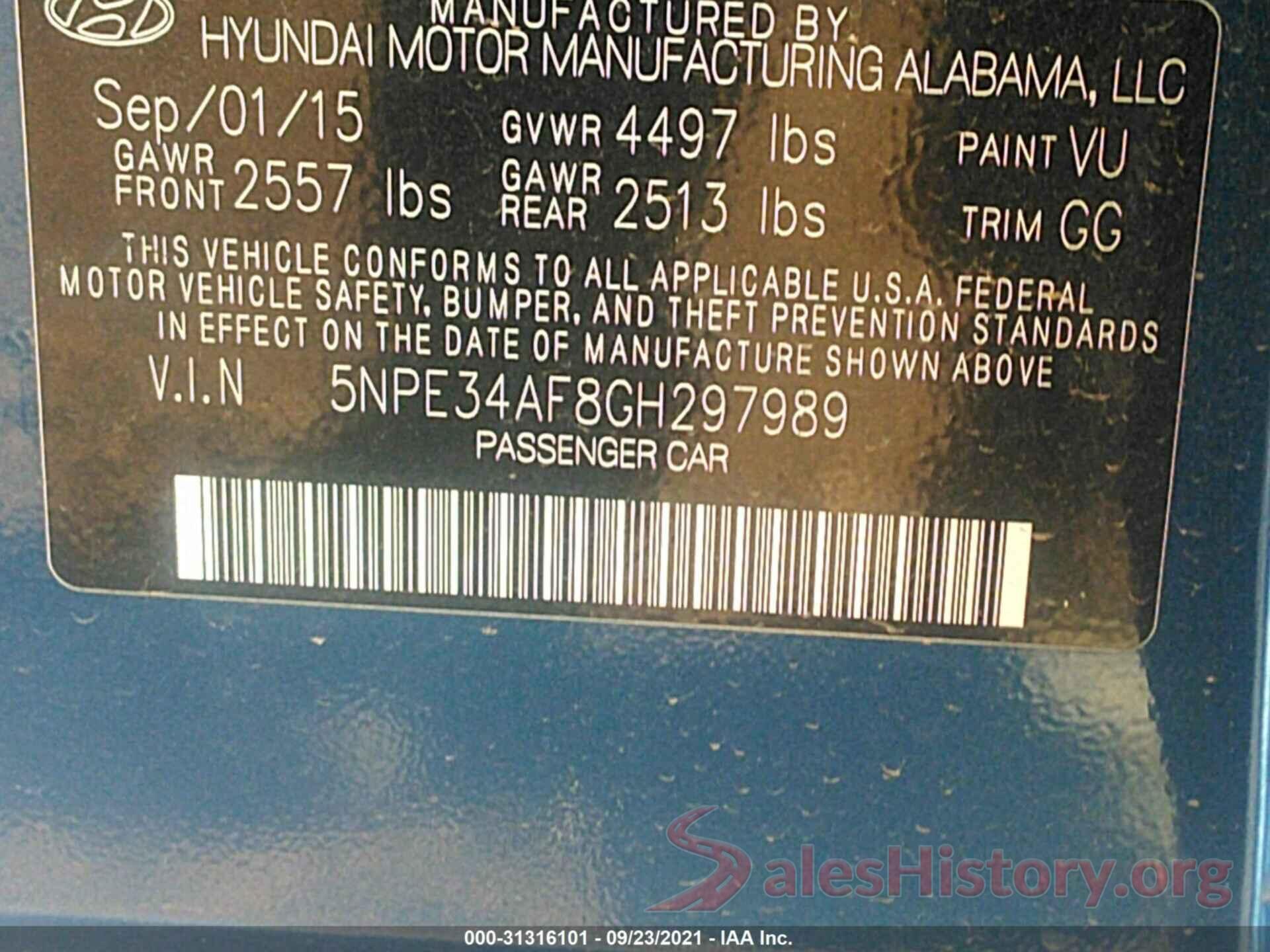 5NPE34AF8GH297989 2016 HYUNDAI SONATA