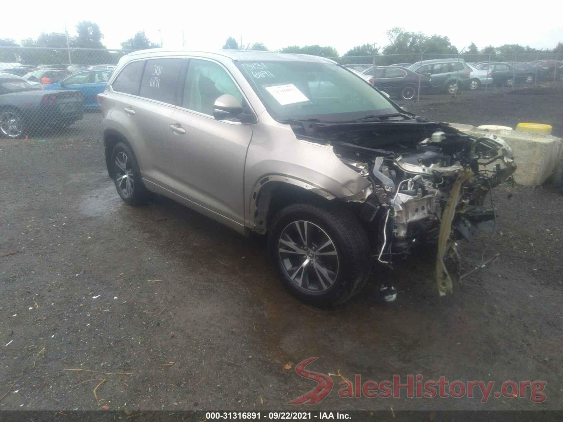 5TDJKRFH5GS241317 2016 TOYOTA HIGHLANDER