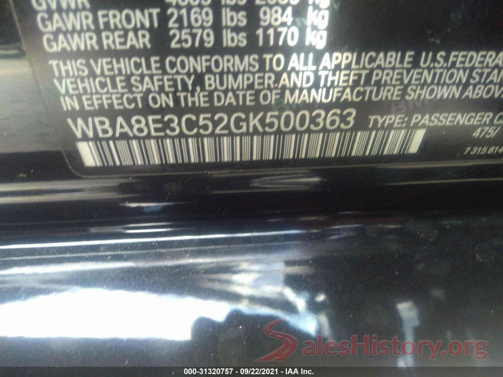 WBA8E3C52GK500363 2016 BMW 3 SERIES