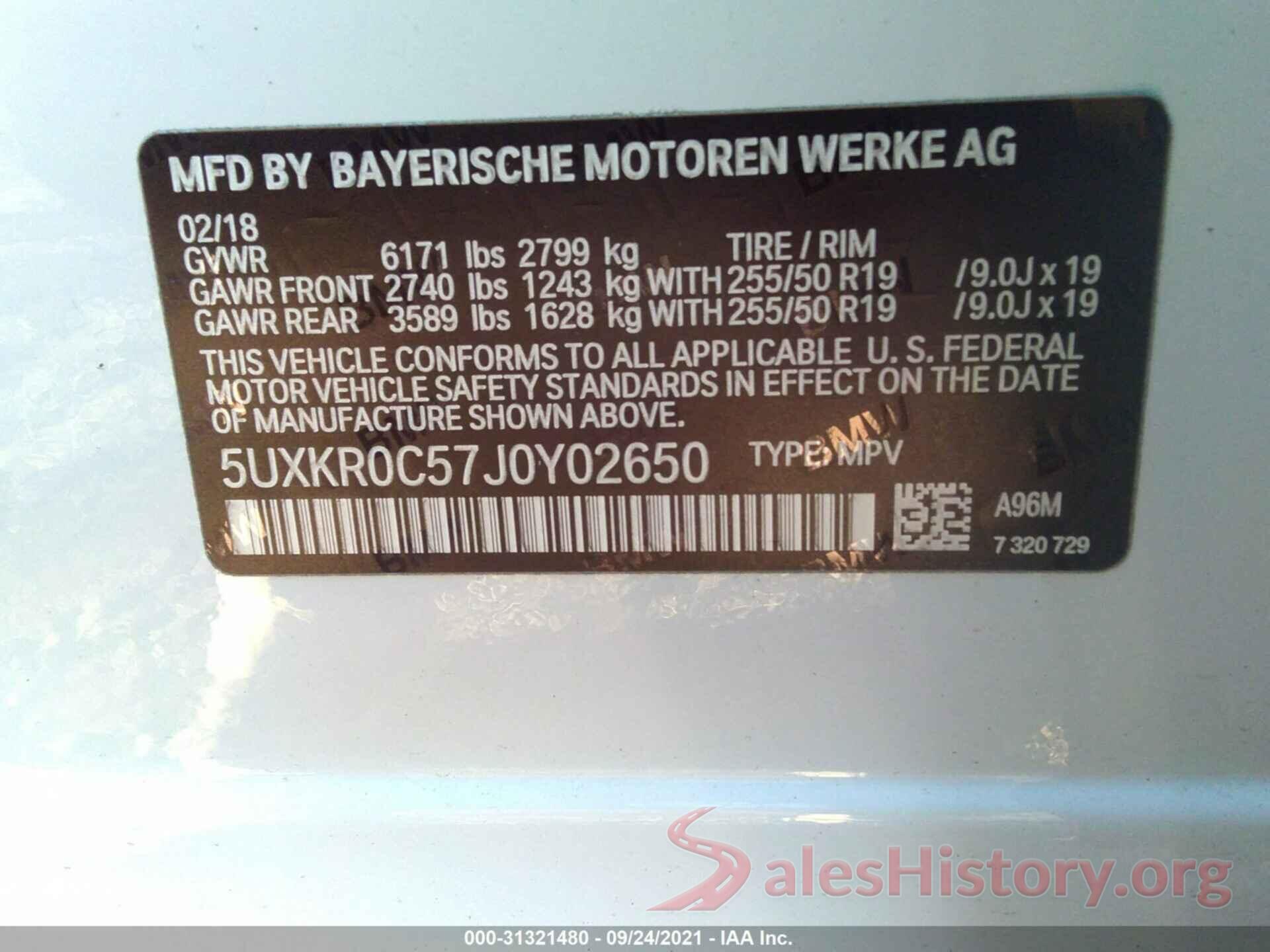 5UXKR0C57J0Y02650 2018 BMW X5