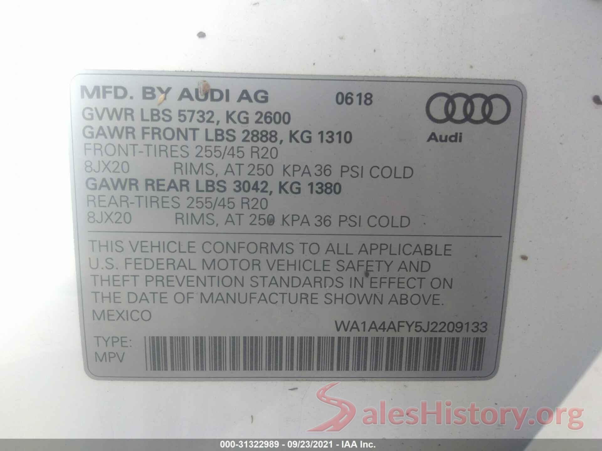 WA1A4AFY5J2209133 2018 AUDI SQ5