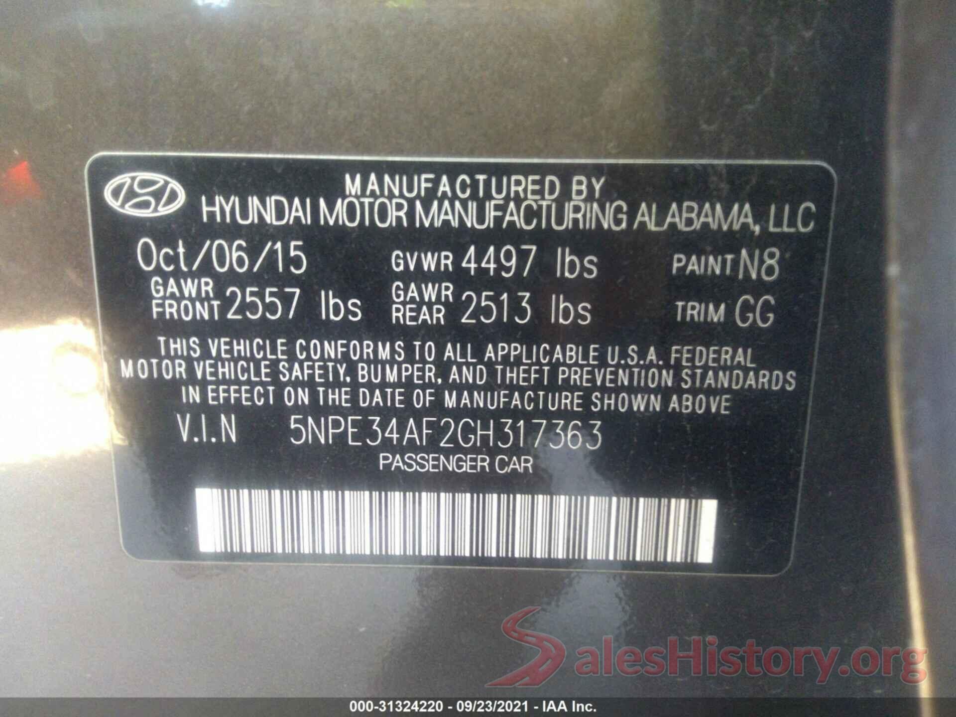 5NPE34AF2GH317363 2016 HYUNDAI SONATA