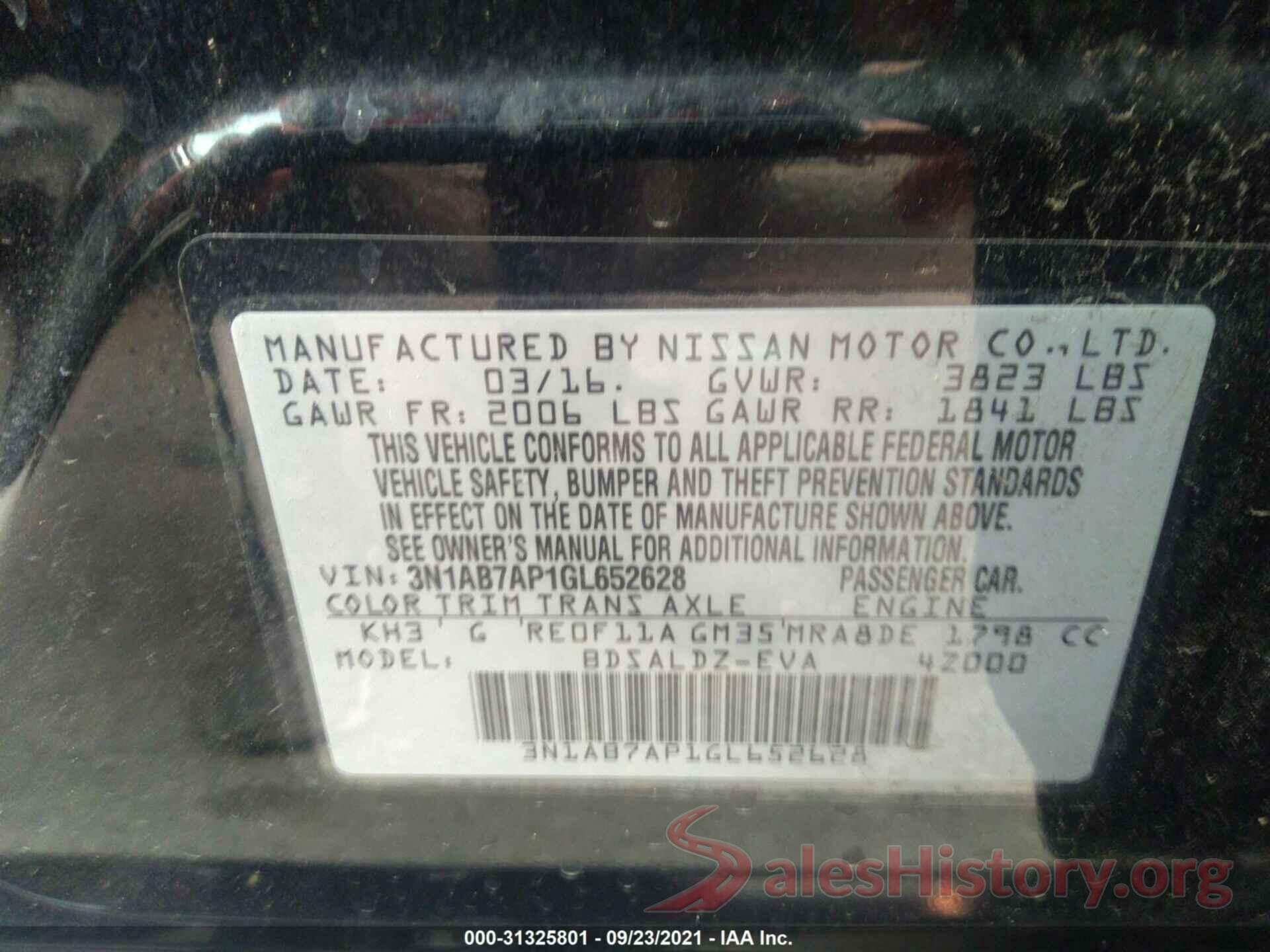 3N1AB7AP1GL652628 2016 NISSAN SENTRA