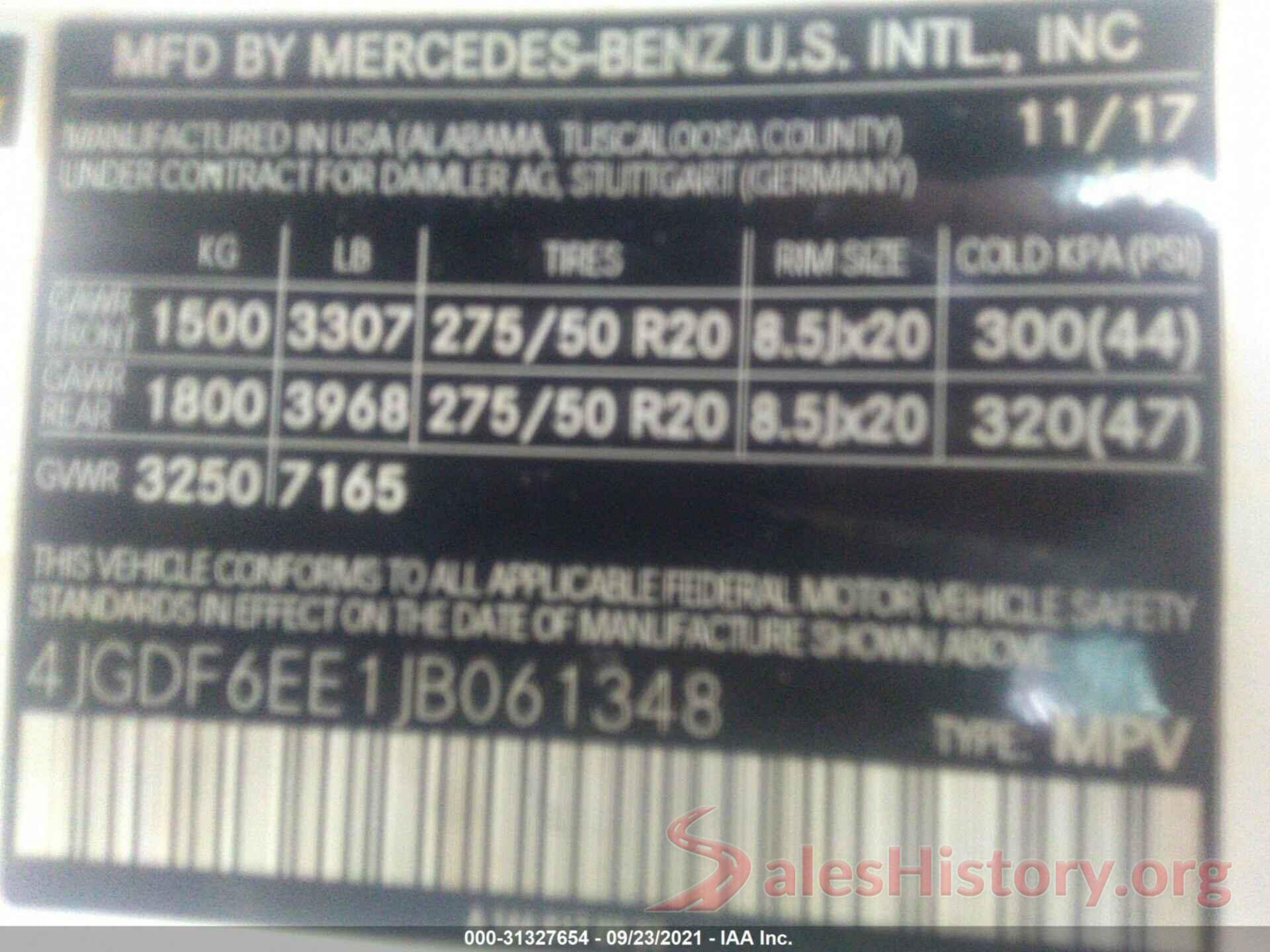 4JGDF6EE1JB061348 2018 MERCEDES-BENZ GLS