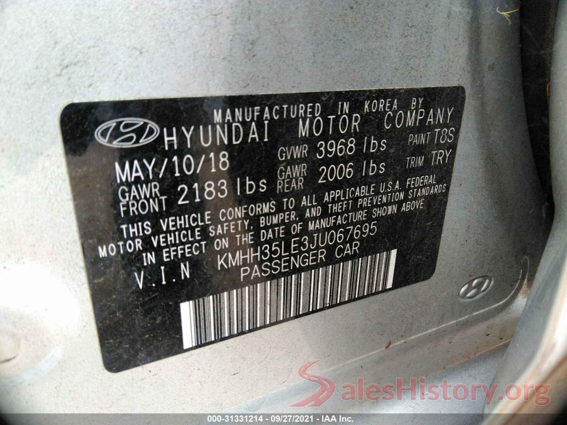 KMHH35LE3JU067695 2018 HYUNDAI ELANTRA GT