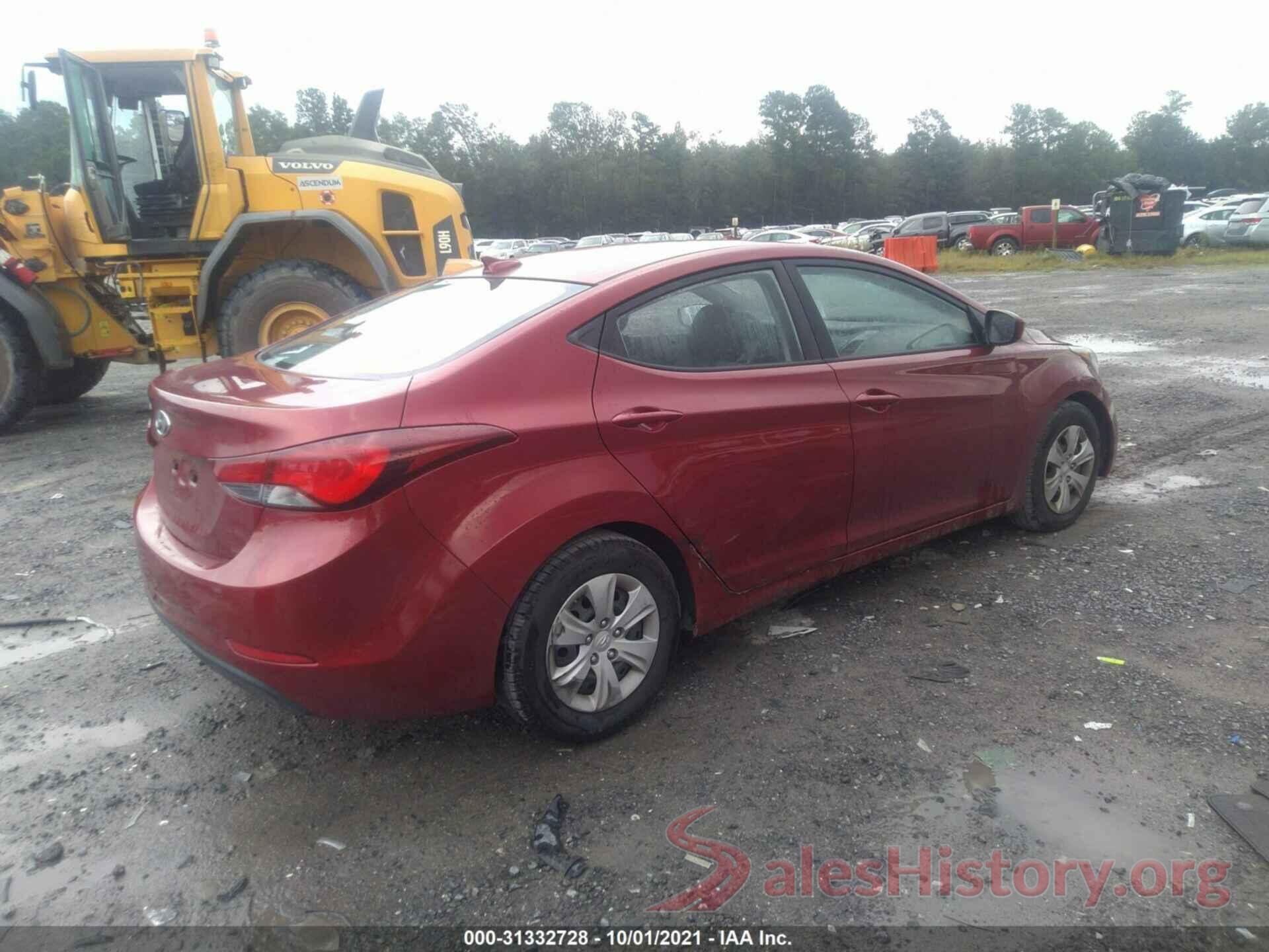 5NPDH4AE8GH783657 2016 HYUNDAI ELANTRA