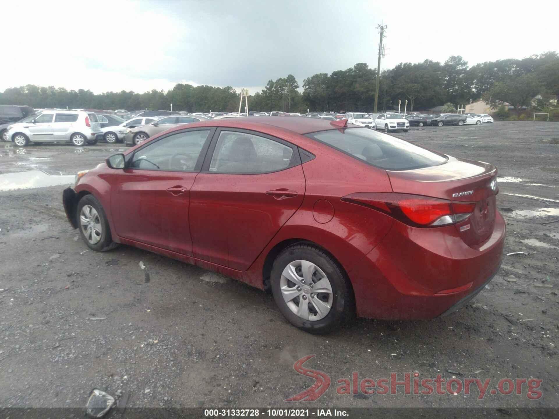 5NPDH4AE8GH783657 2016 HYUNDAI ELANTRA