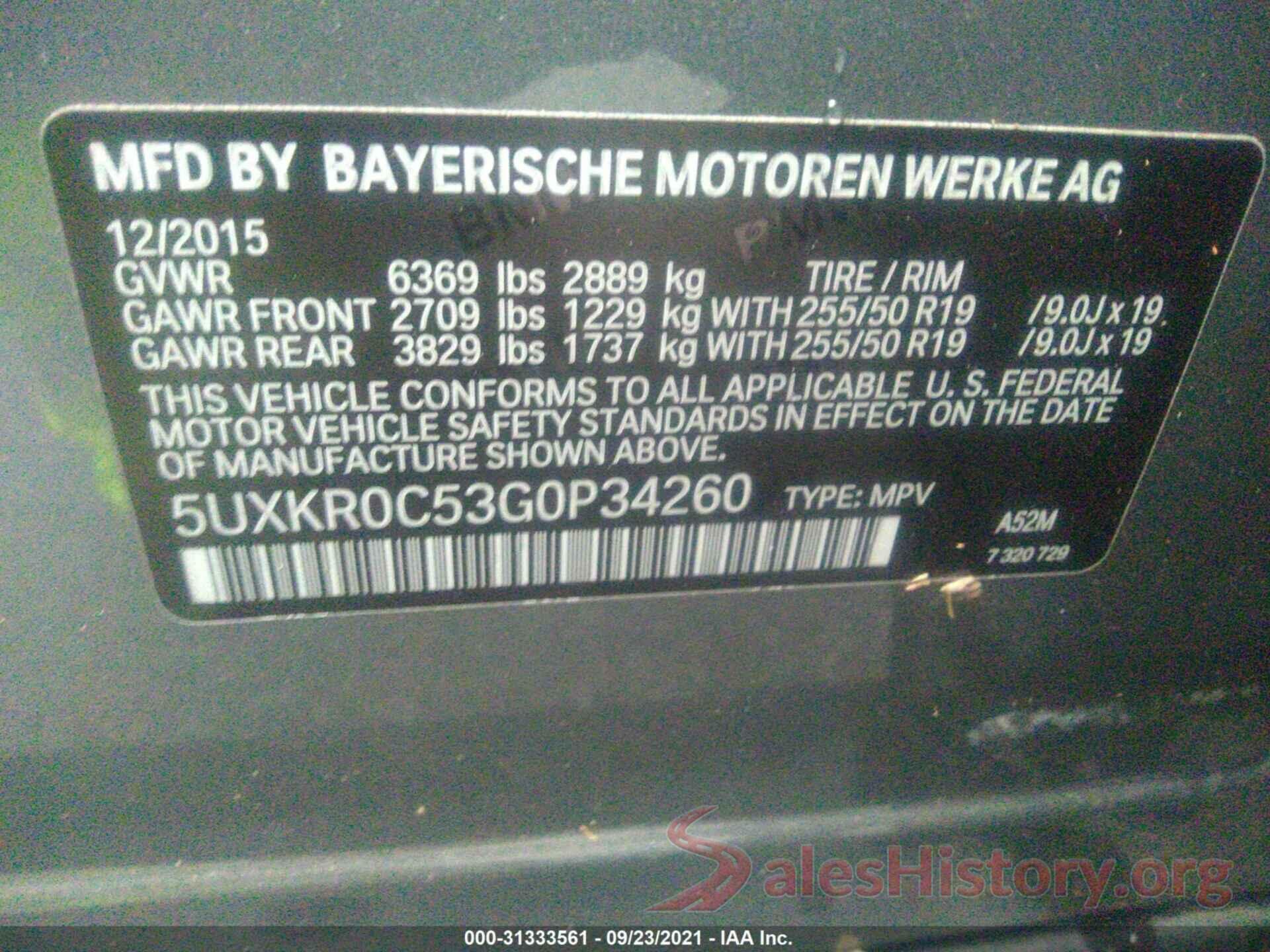 5UXKR0C53G0P34260 2016 BMW X5