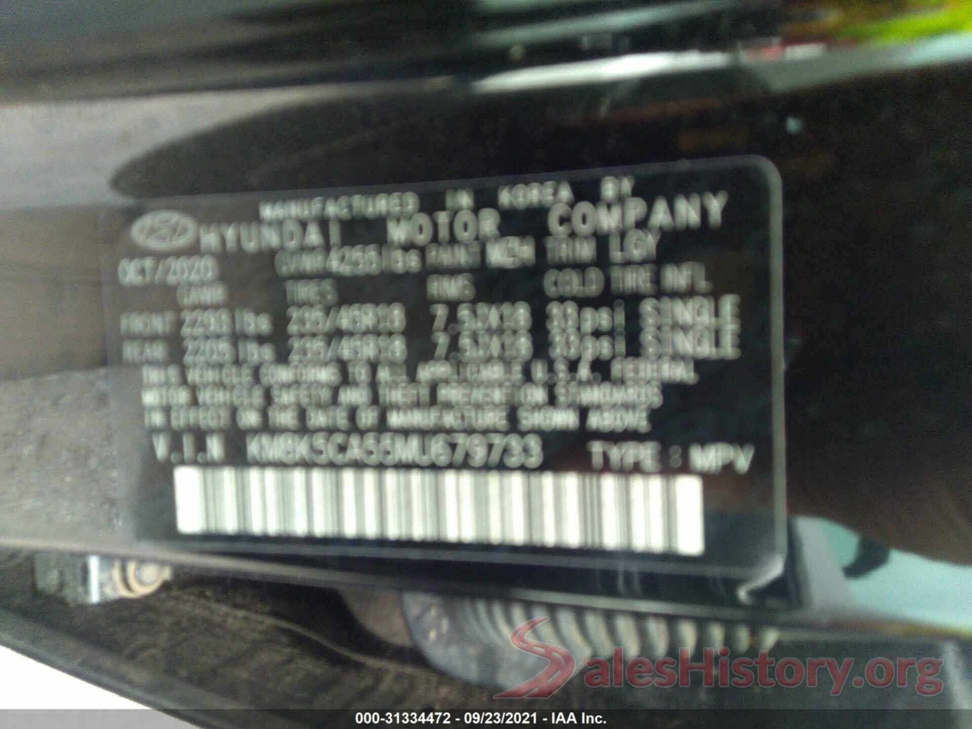 KM8K5CA55MU679733 2021 HYUNDAI KONA