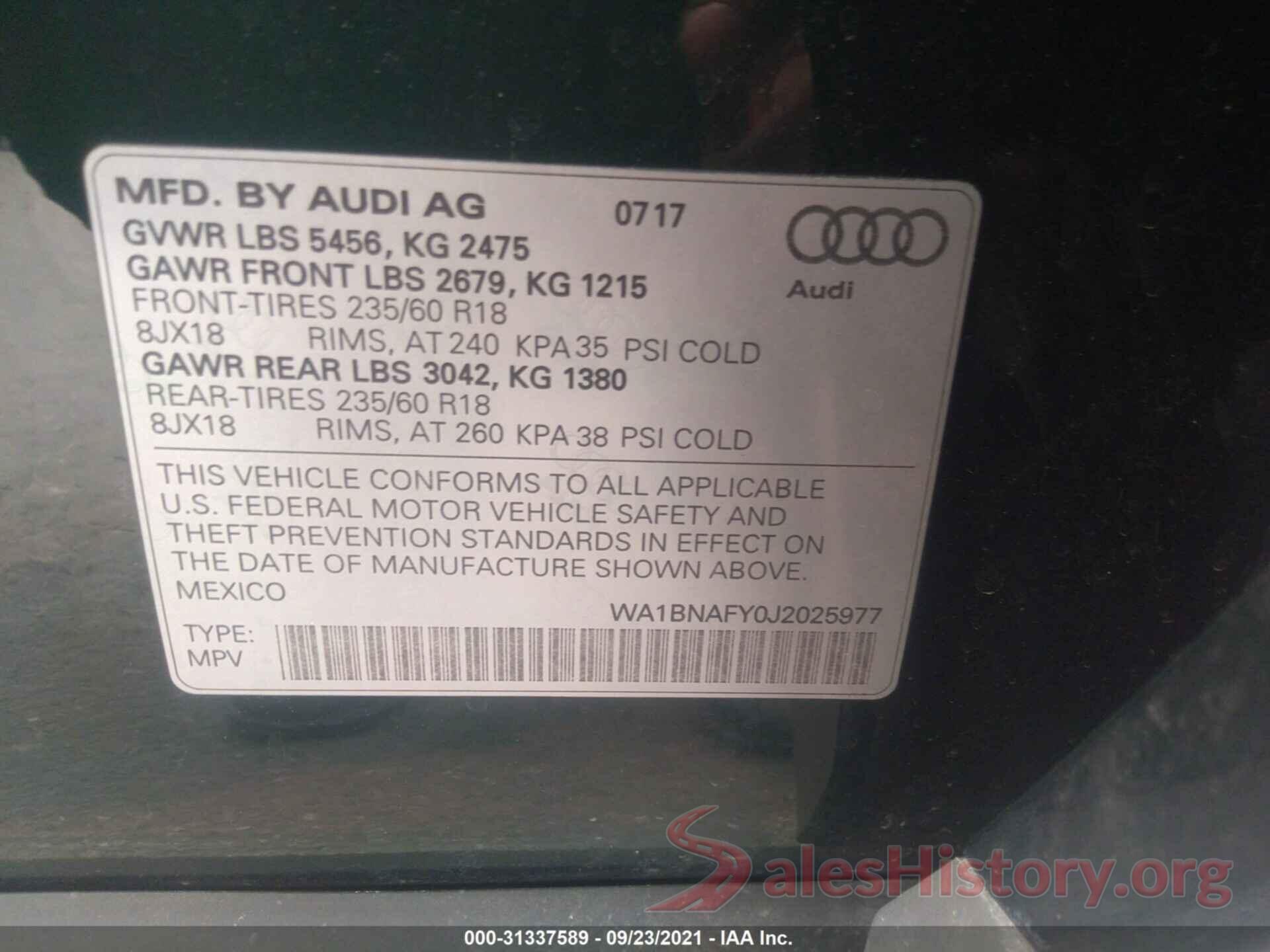 WA1BNAFY0J2025977 2018 AUDI Q5