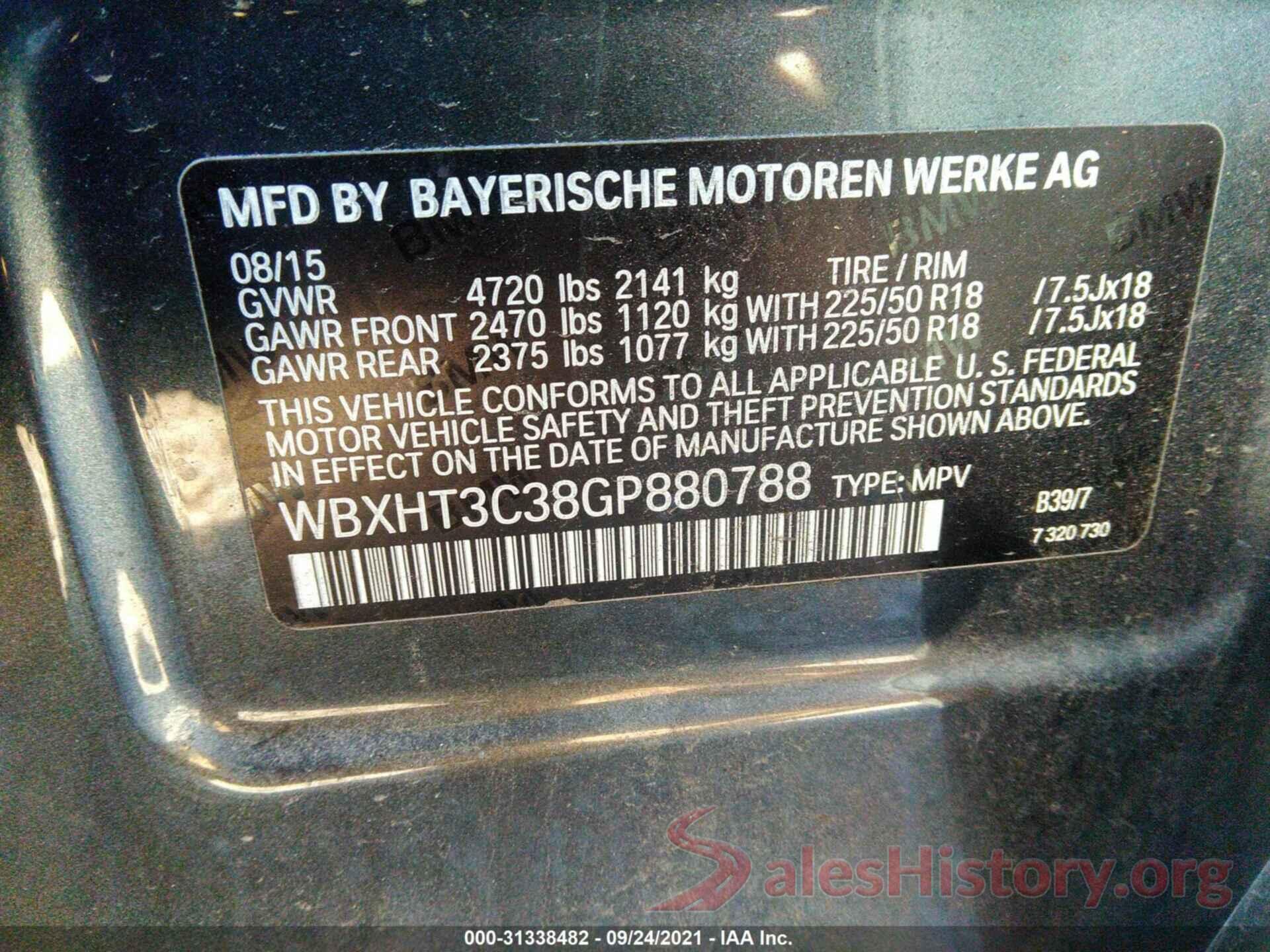 WBXHT3C38GP880788 2016 BMW X1