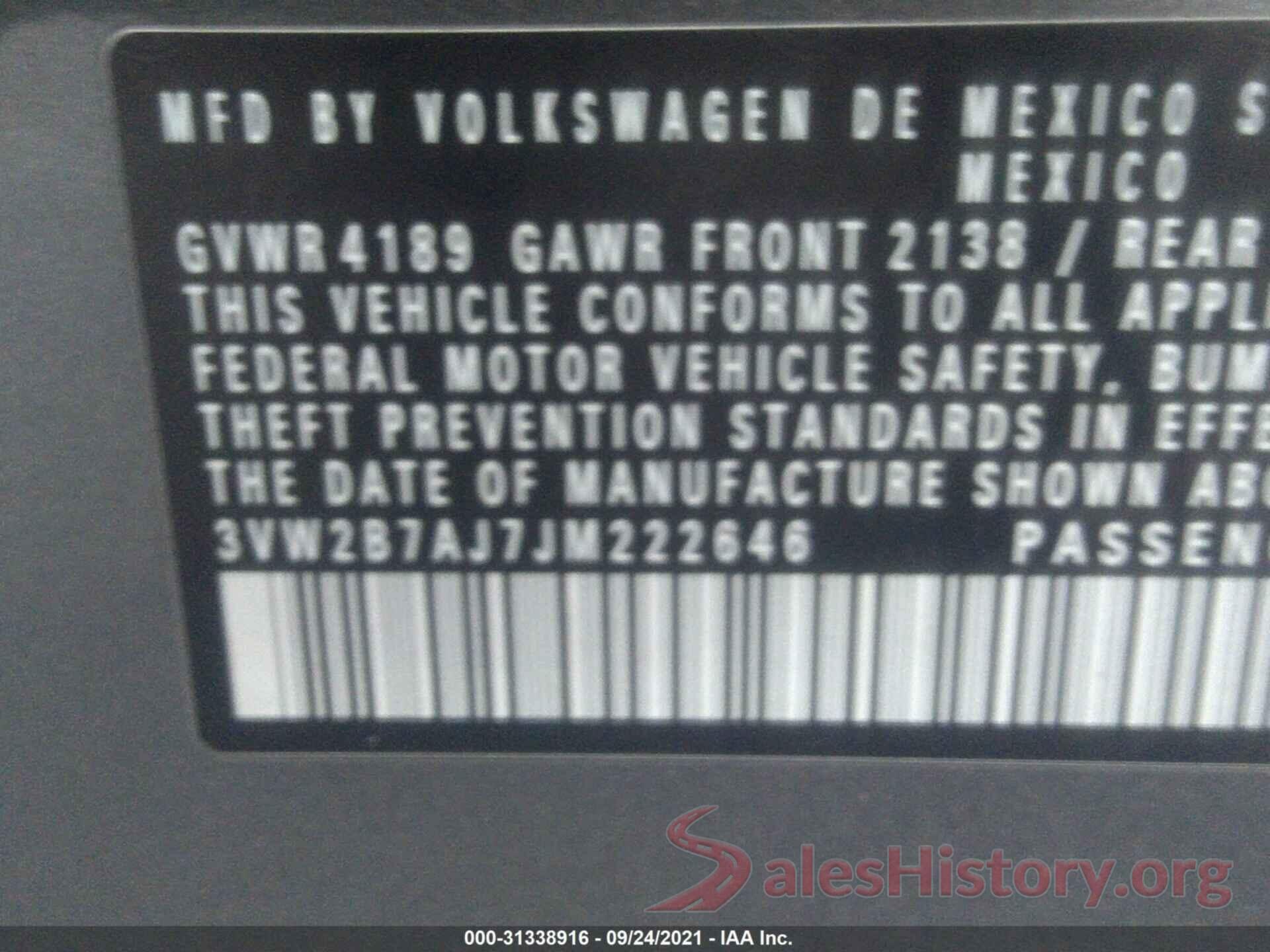 3VW2B7AJ7JM222646 2018 VOLKSWAGEN JETTA