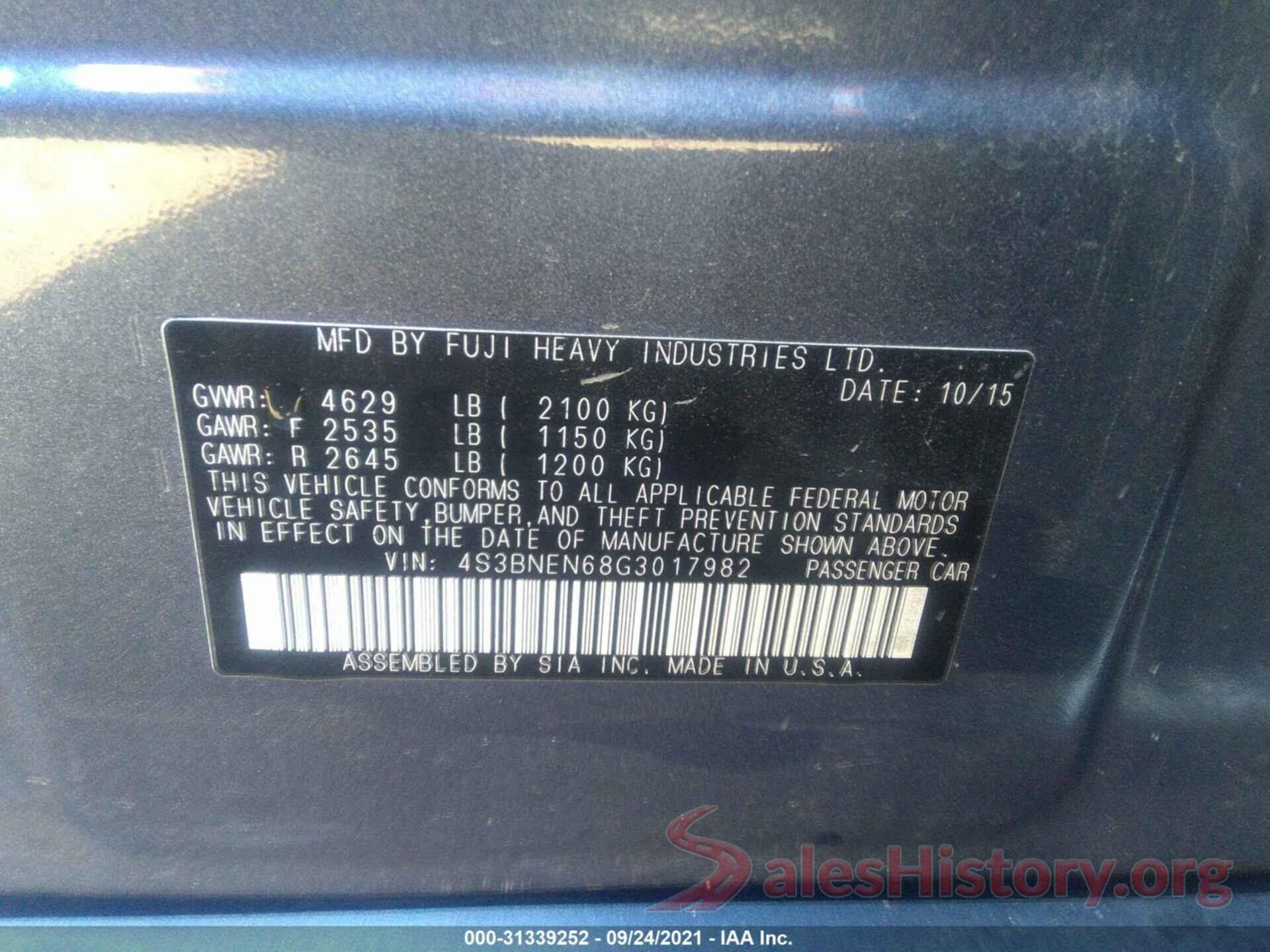 4S3BNEN68G3017982 2016 SUBARU LEGACY