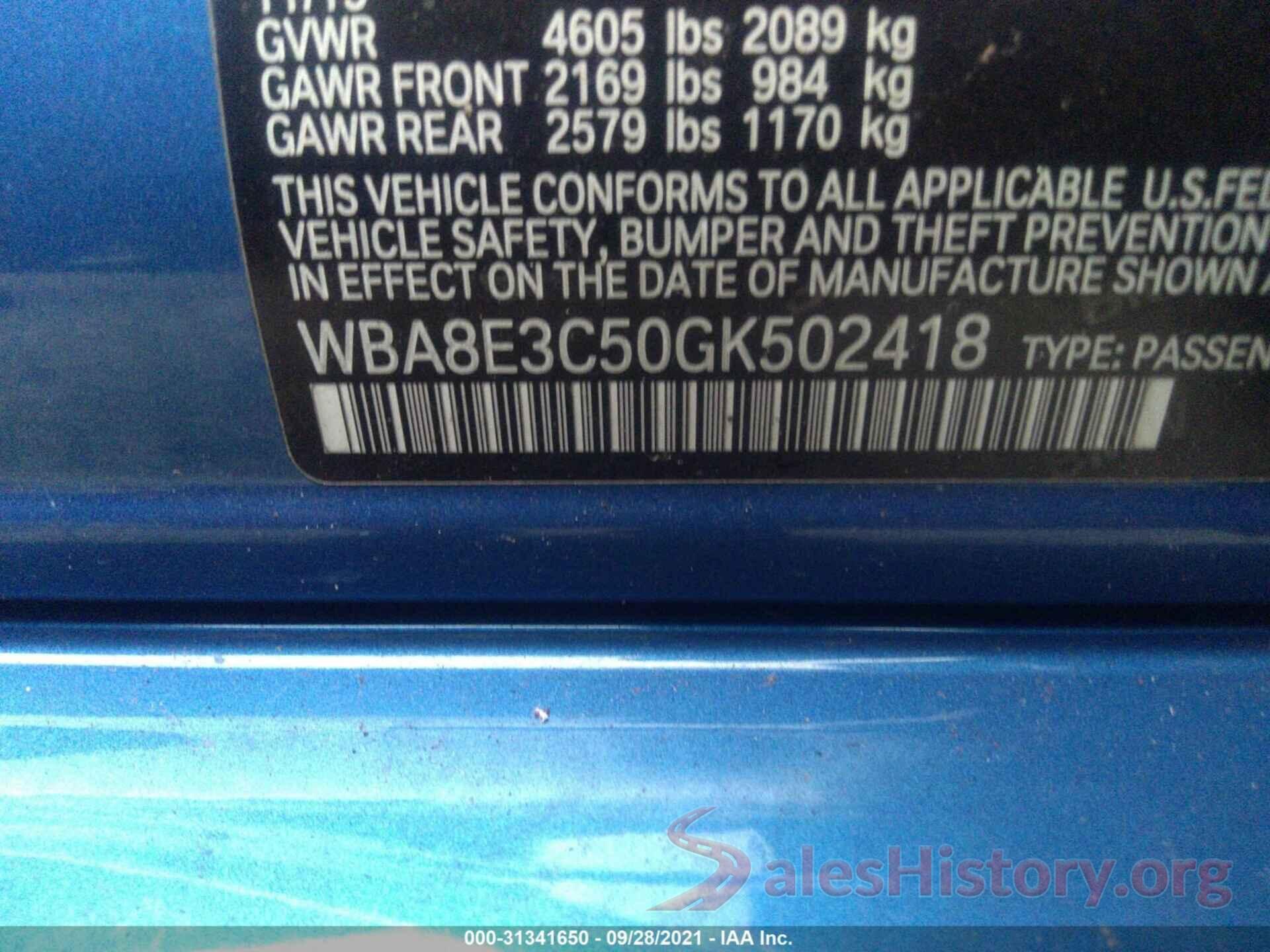 WBA8E3C50GK502418 2016 BMW 3 SERIES