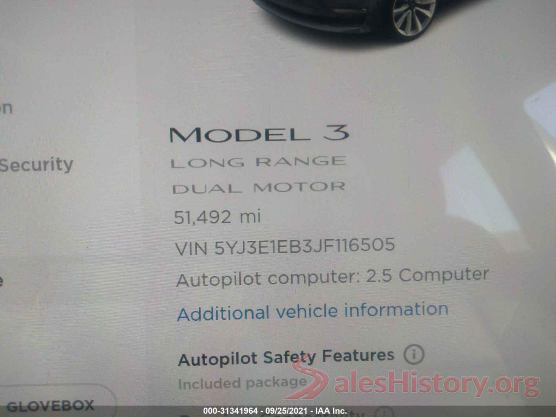 5YJ3E1EB3JF116505 2018 TESLA MODEL 3