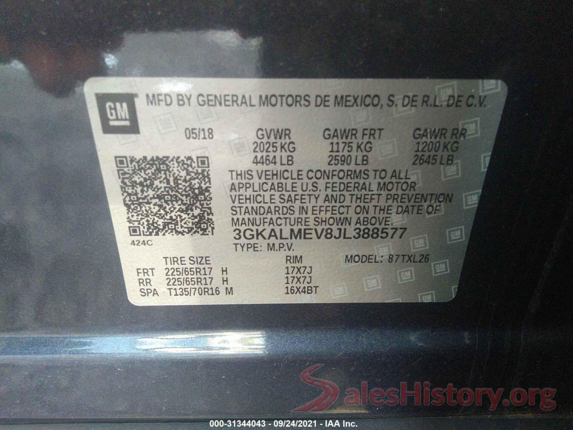 3GKALMEV8JL388577 2018 GMC TERRAIN