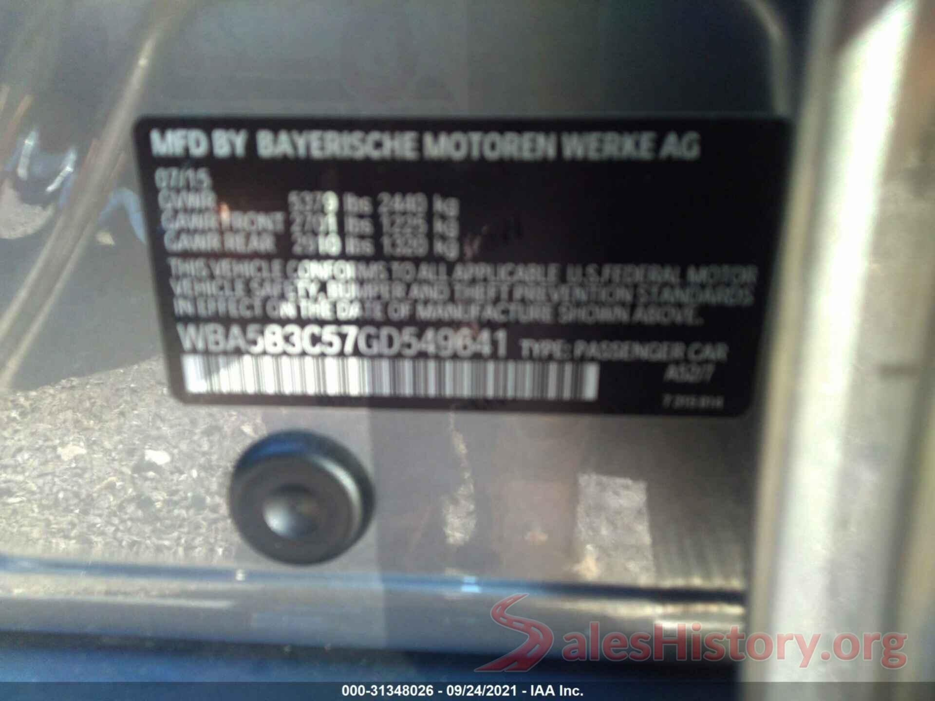 WBA5B3C57GD549641 2016 BMW 5 SERIES