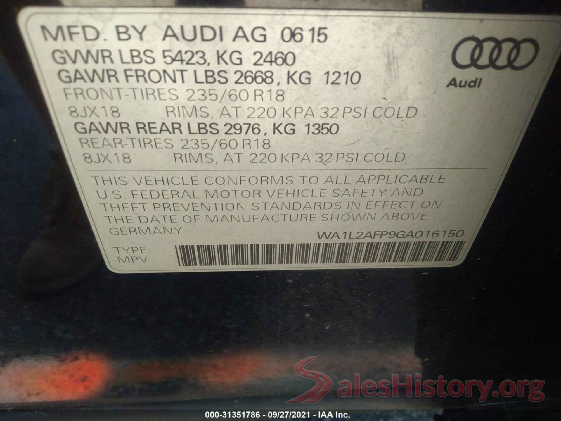 WA1L2AFP9GA016150 2016 AUDI Q5