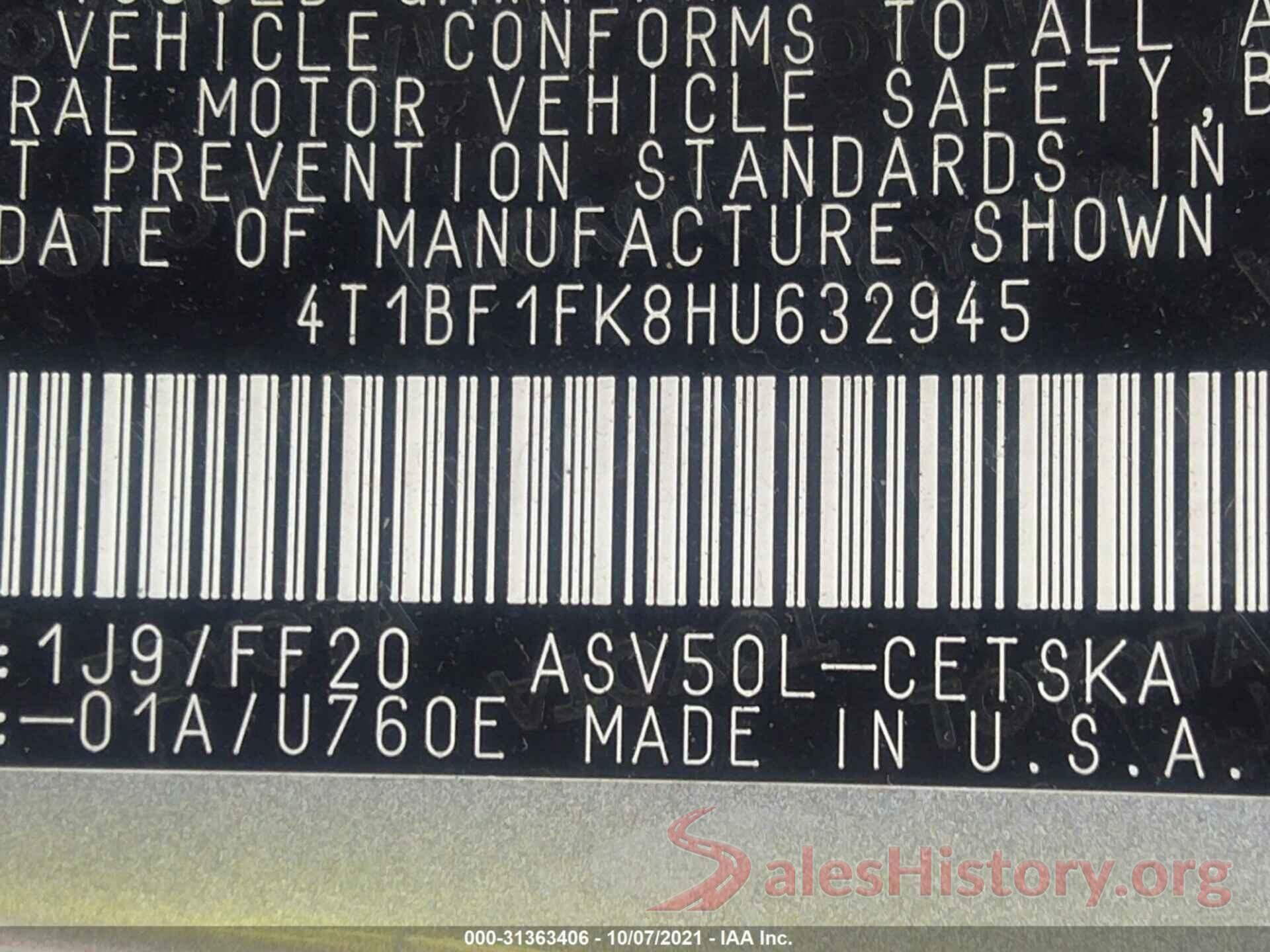 4T1BF1FK8HU632945 2017 TOYOTA CAMRY