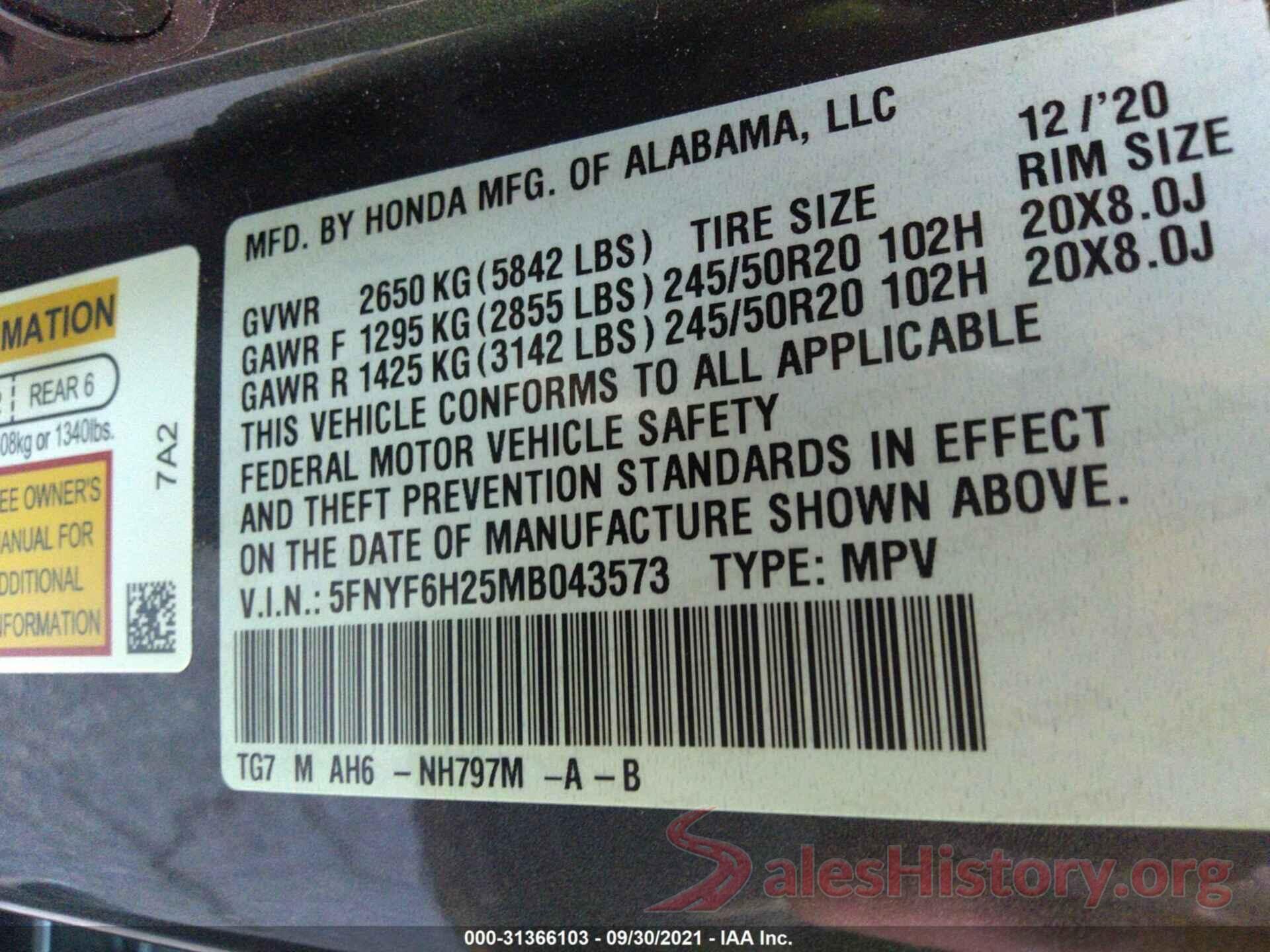 5FNYF6H25MB043573 2021 HONDA PILOT