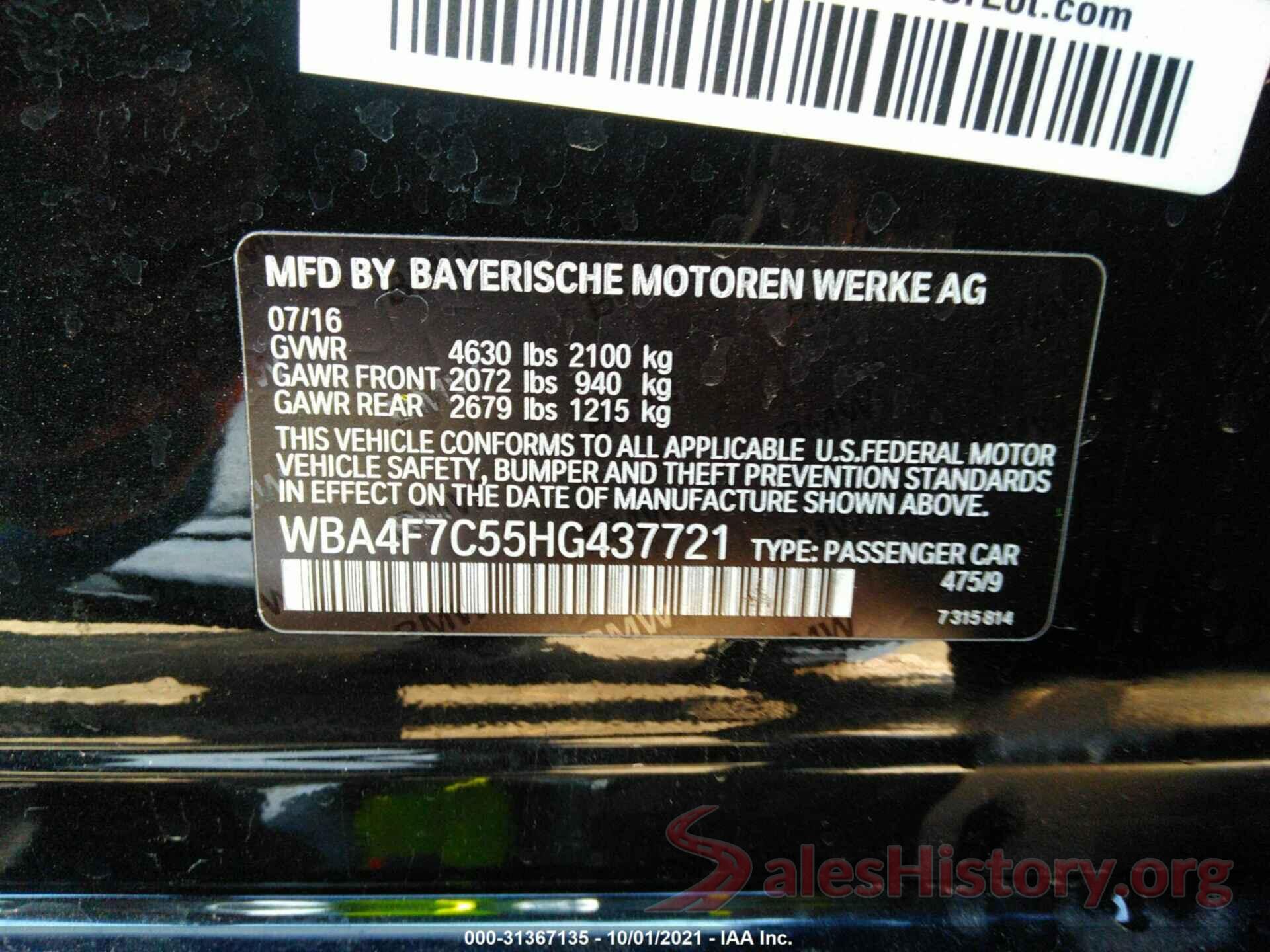 WBA4F7C55HG437721 2017 BMW 4 SERIES