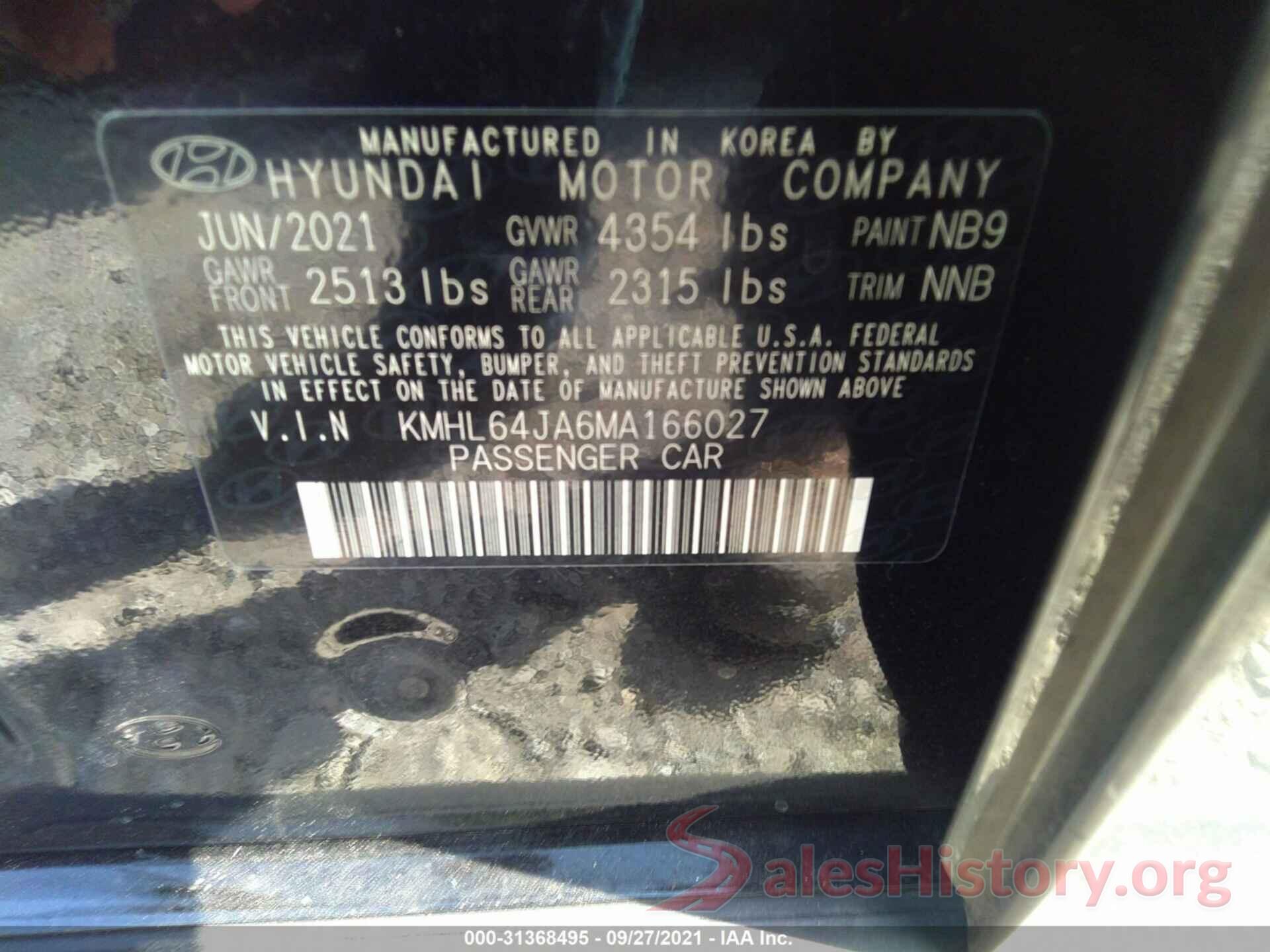 KMHL64JA6MA166027 2021 HYUNDAI SONATA