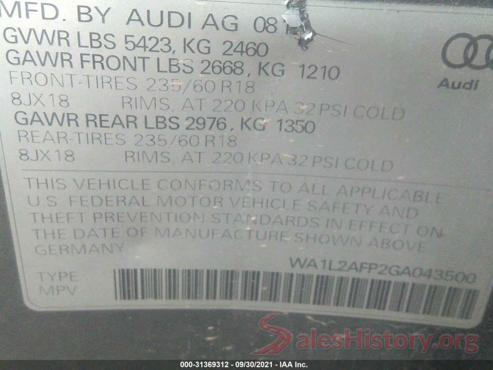 WA1L2AFP2GA043500 2016 AUDI Q5