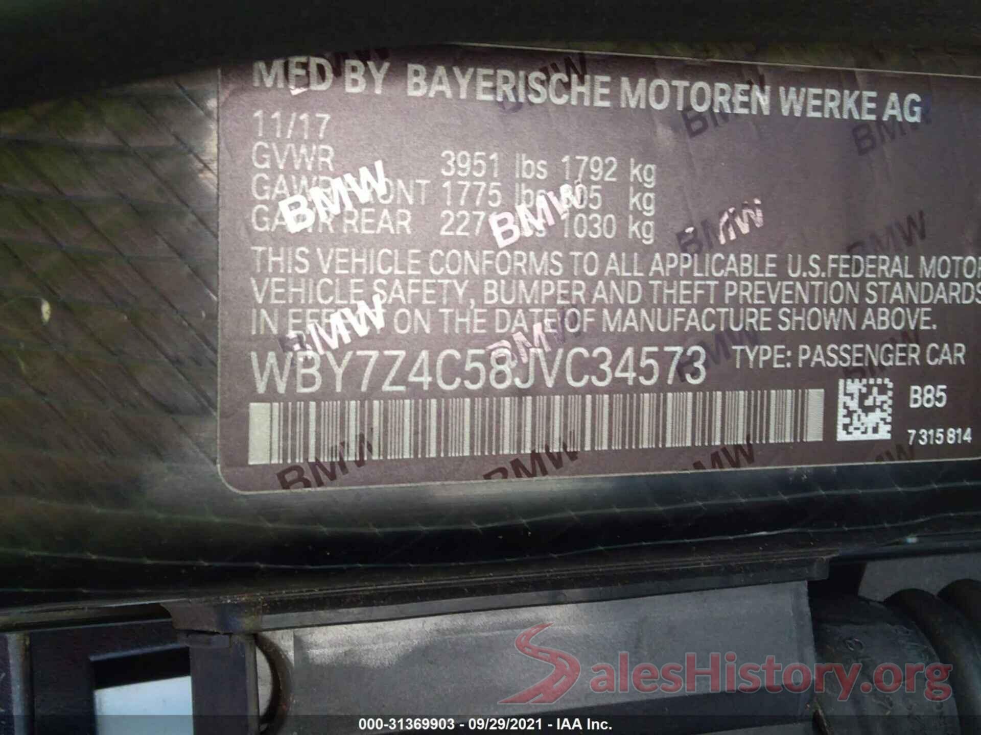 WBY7Z4C58JVC34573 2018 BMW I3