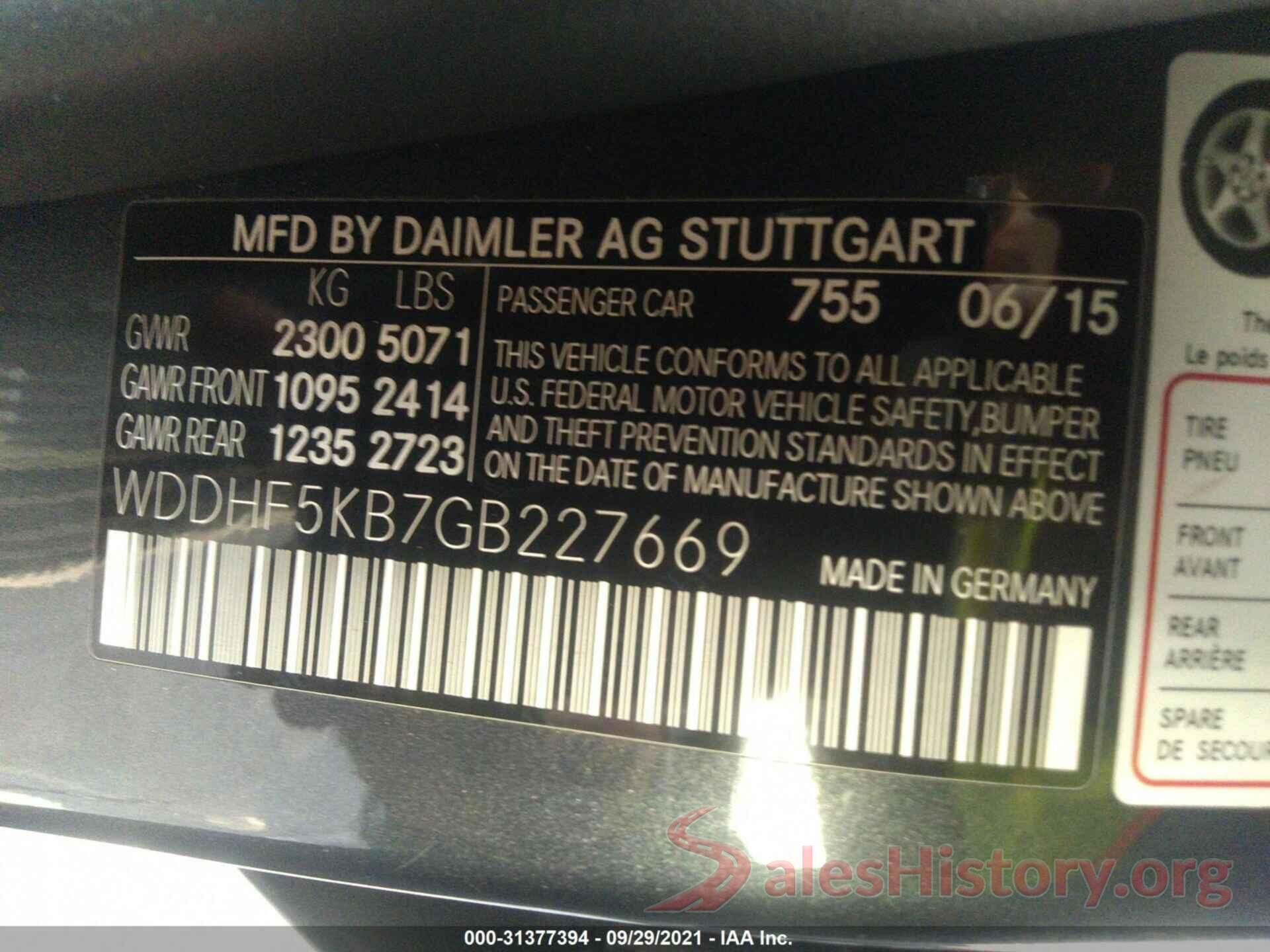 WDDHF5KB7GB227669 2016 MERCEDES-BENZ E-CLASS