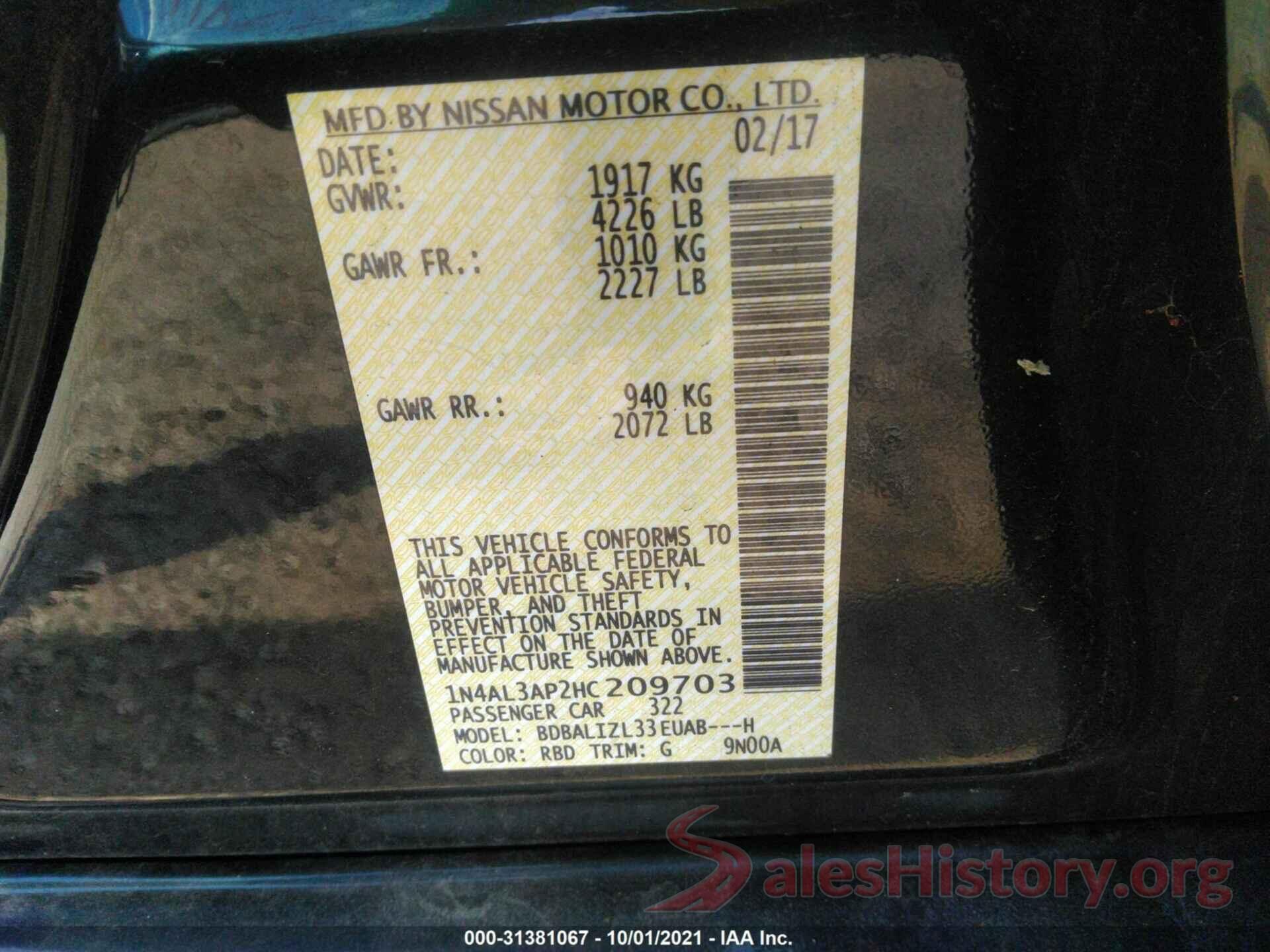 1N4AL3AP2HC209703 2017 NISSAN ALTIMA