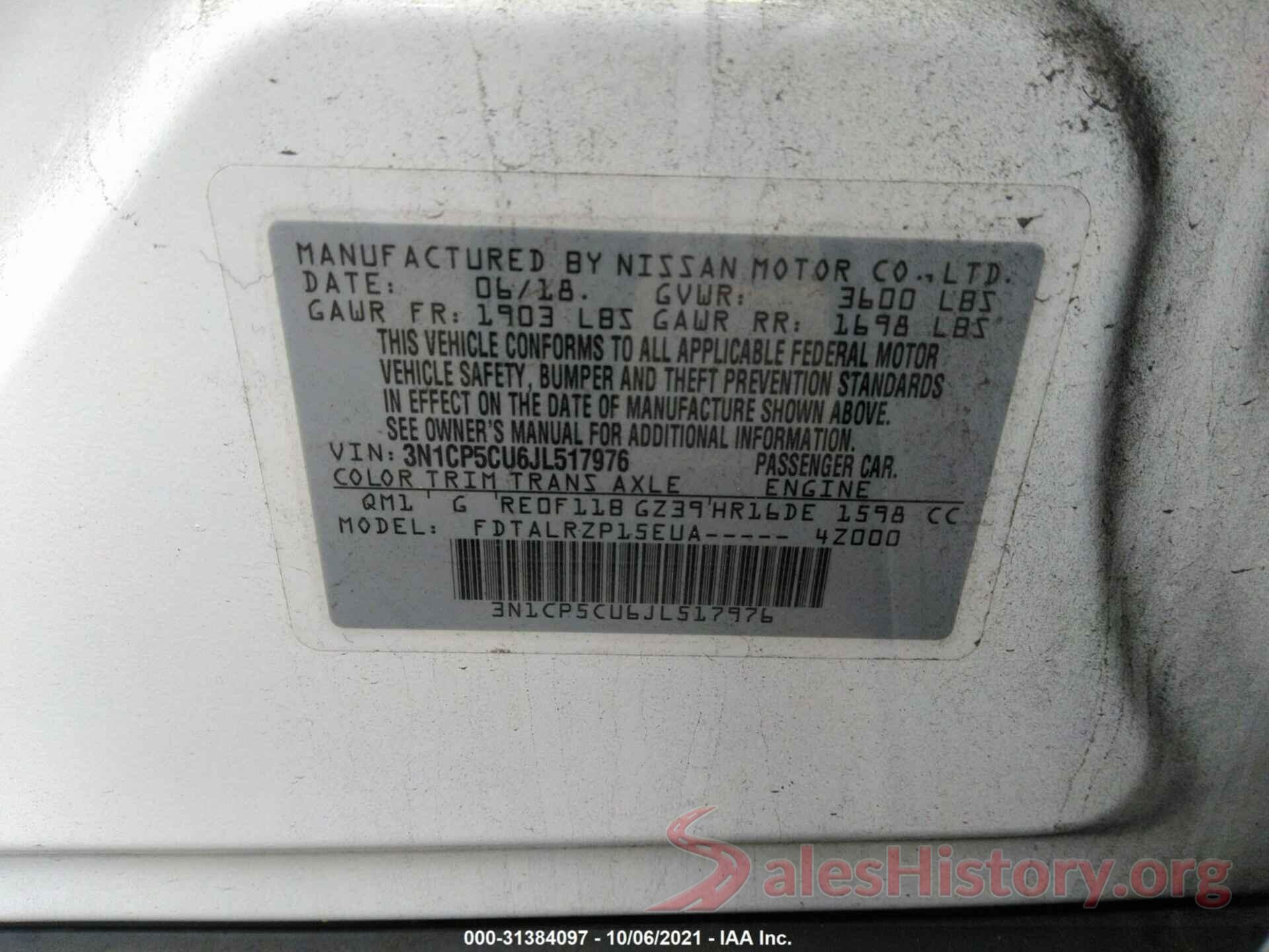 3N1CP5CU6JL517976 2018 NISSAN KICKS