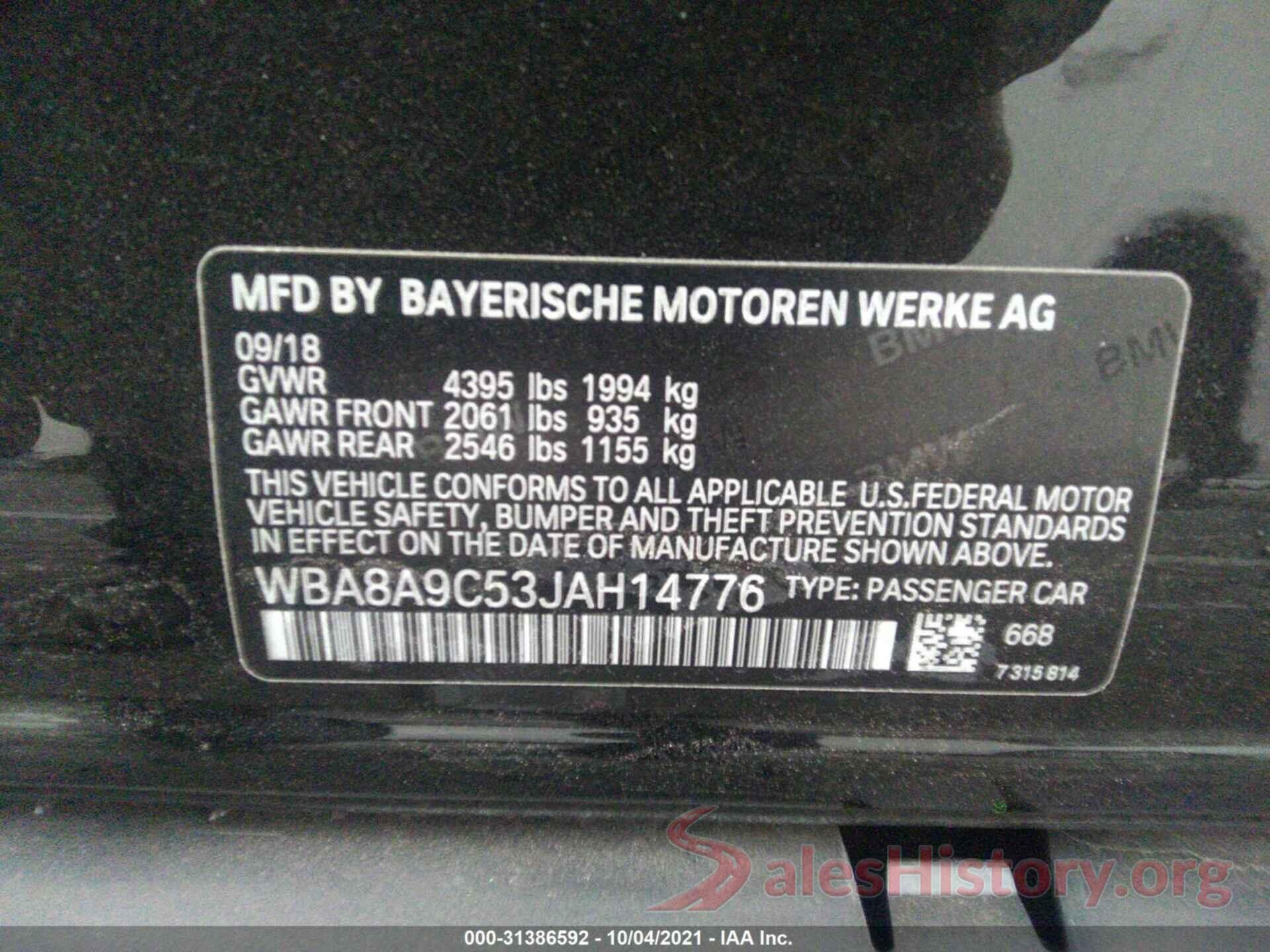 WBA8A9C53JAH14776 2018 BMW 3 SERIES