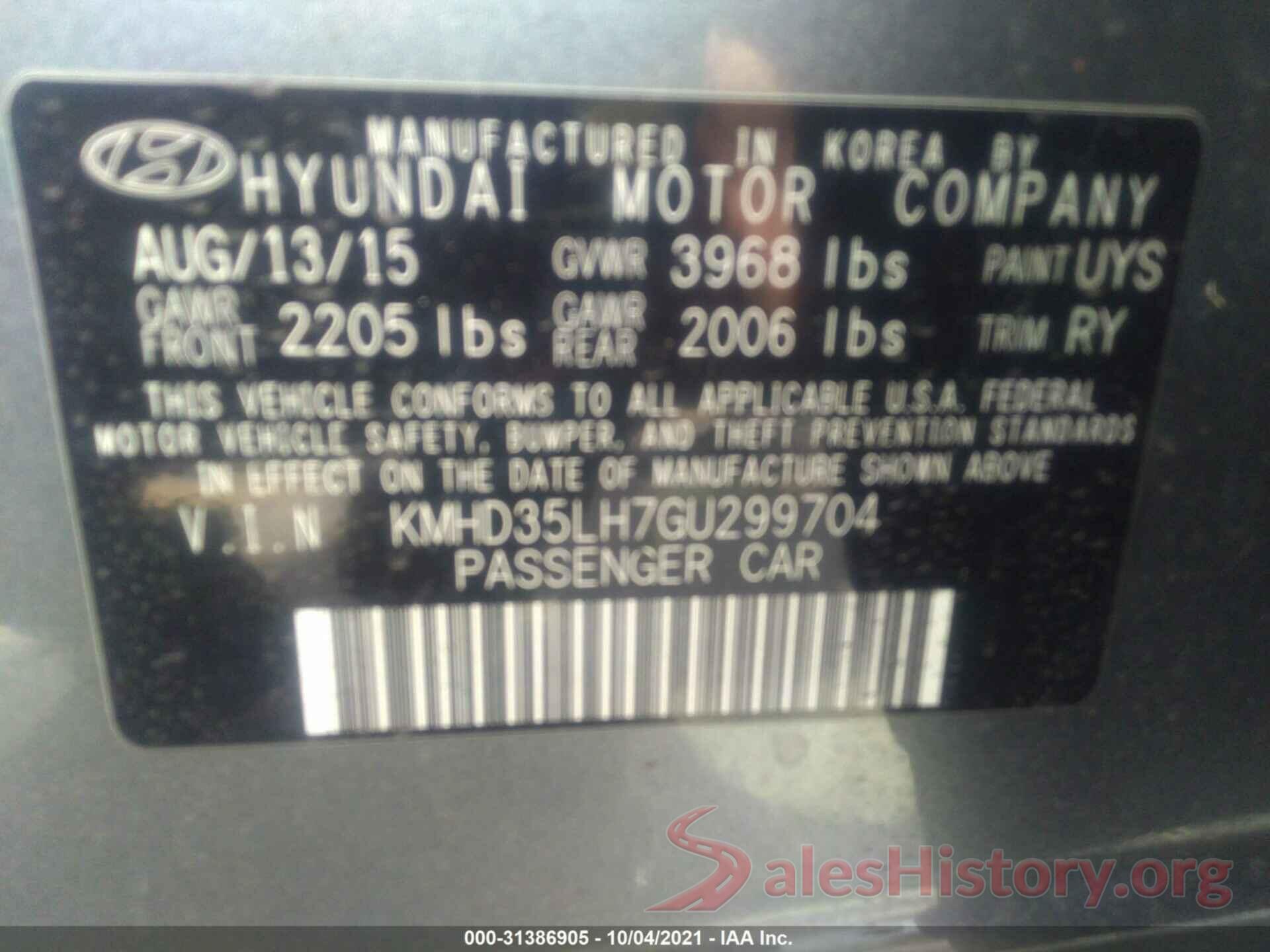 KMHD35LH7GU299704 2016 HYUNDAI ELANTRA GT