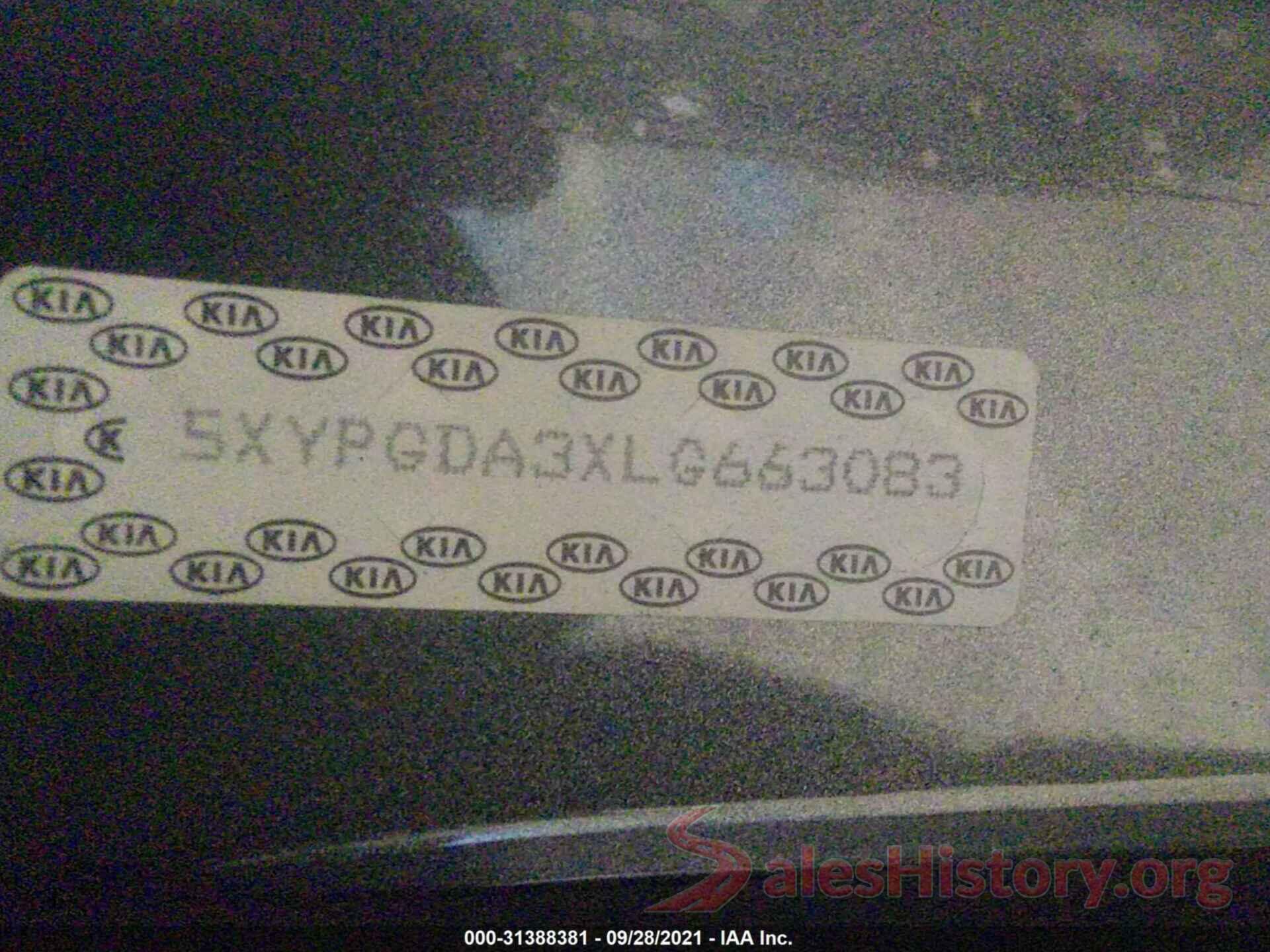 5XYPGDA3XLG663083 2020 KIA SORENTO