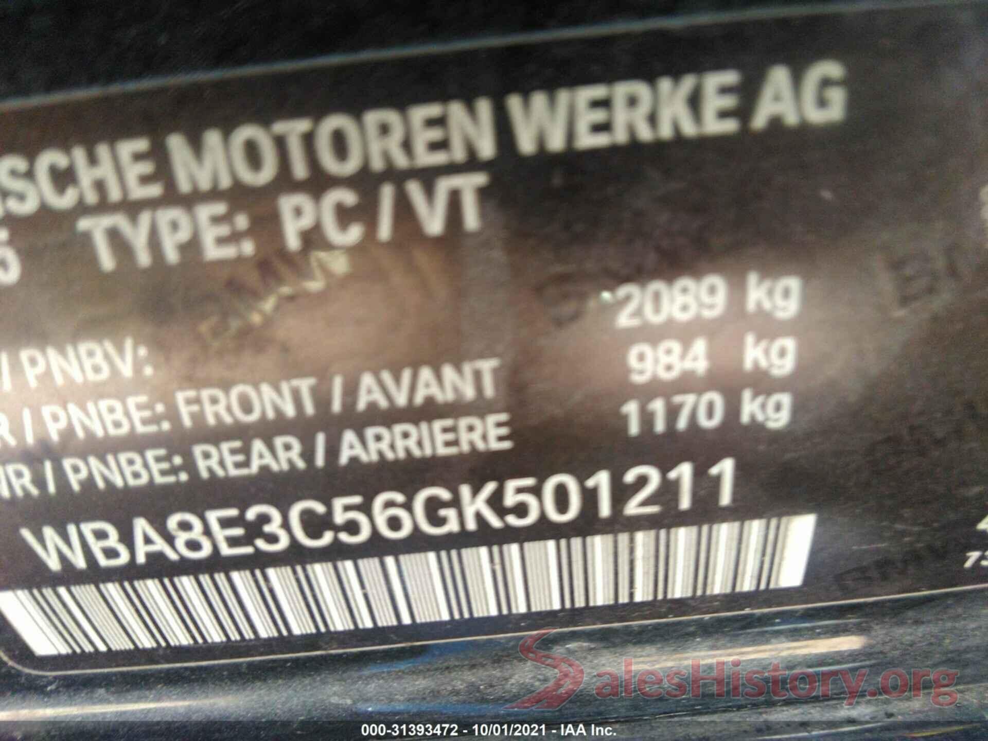 WBA8E3C56GK501211 2016 BMW 3 SERIES