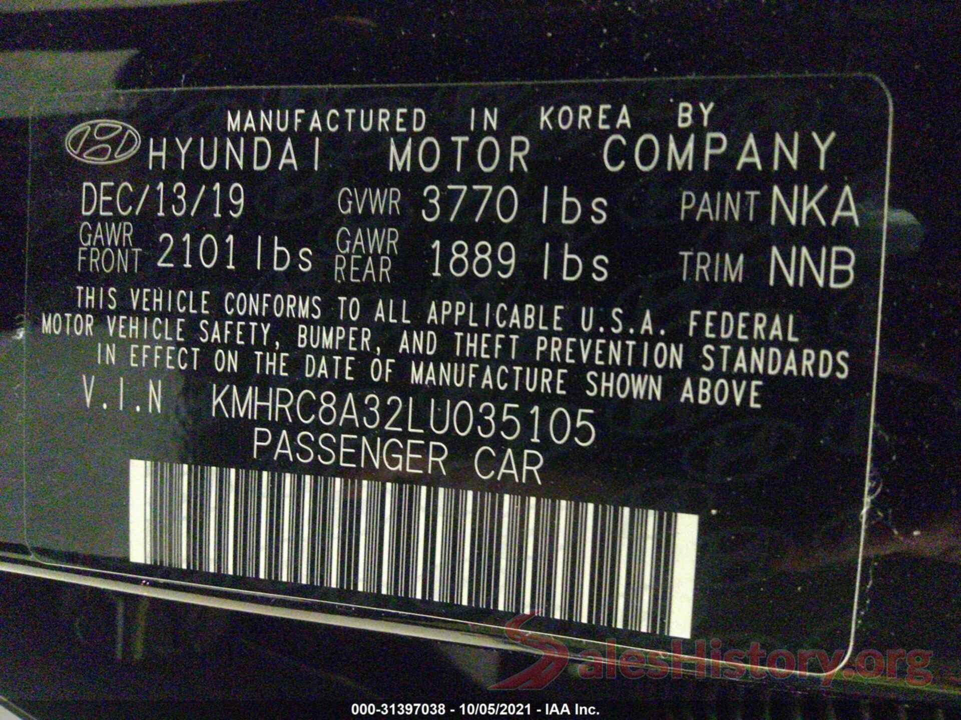 KMHRC8A32LU035105 2020 HYUNDAI VENUE