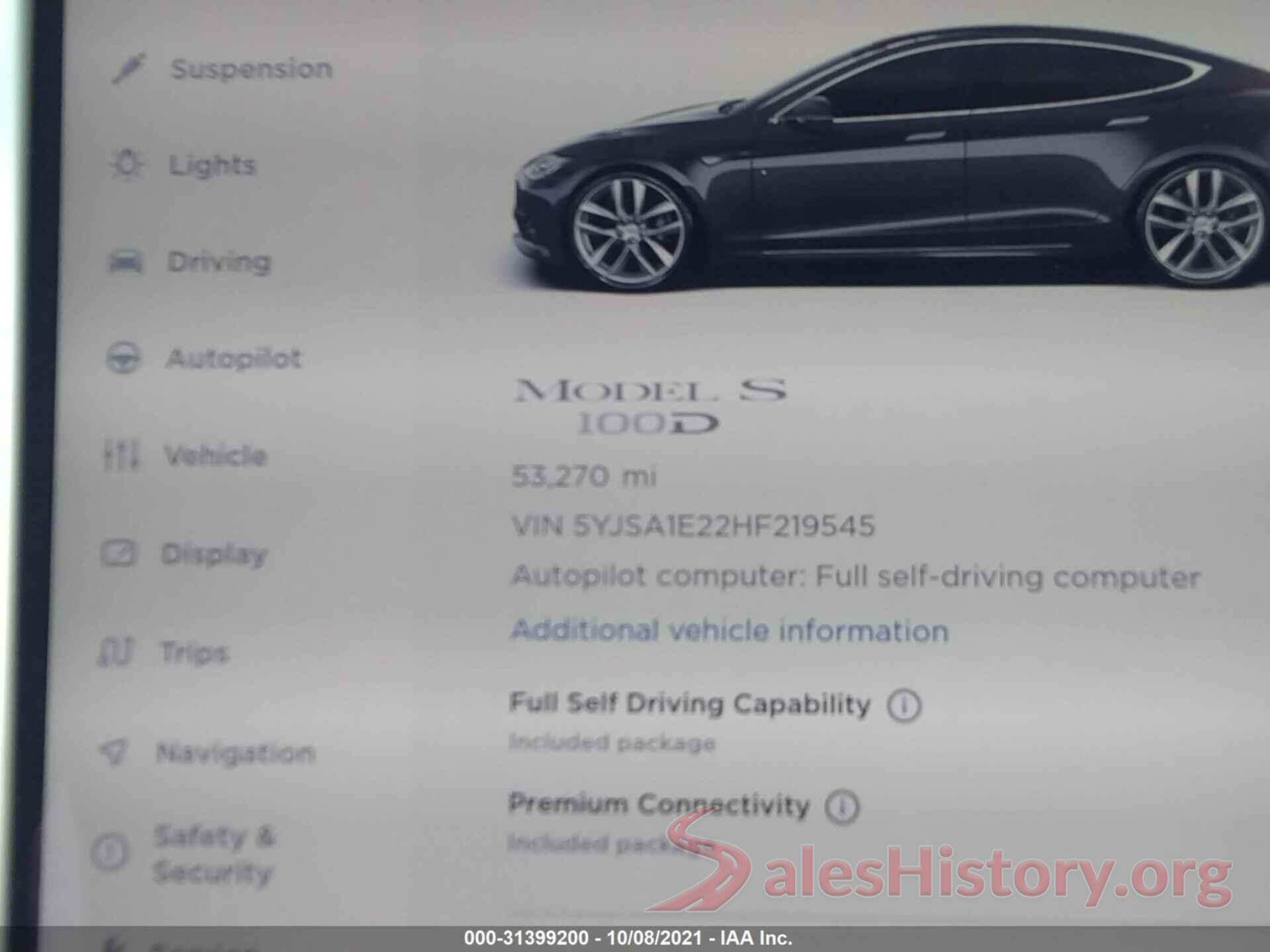 5YJSA1E22HF219545 2017 TESLA MODEL S