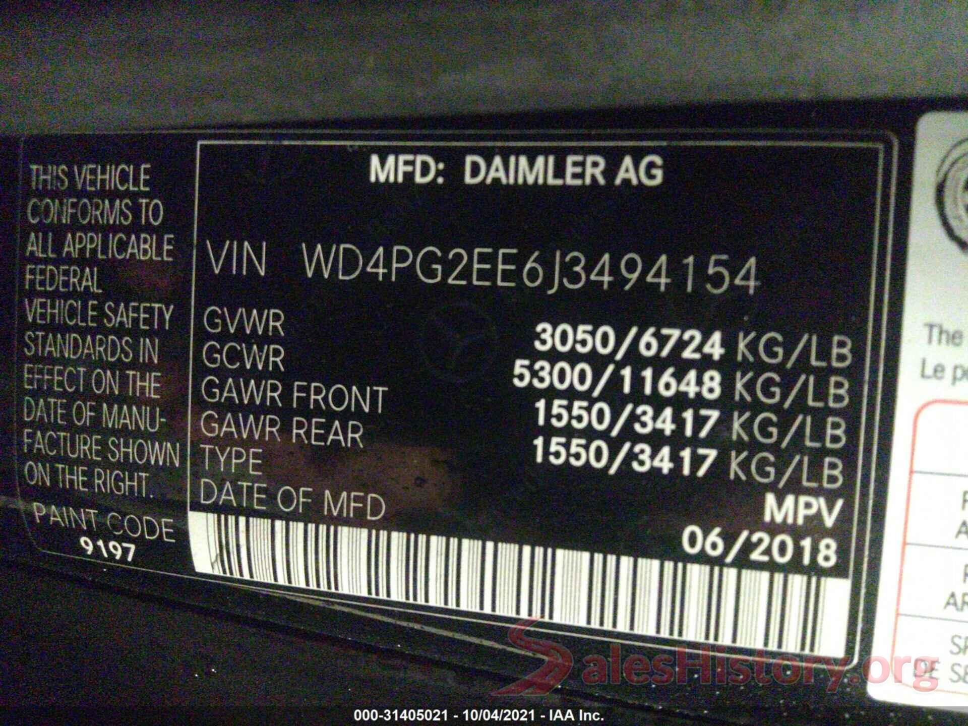 WD4PG2EE6J3494154 2018 MERCEDES-BENZ METRIS PASSENGER VAN