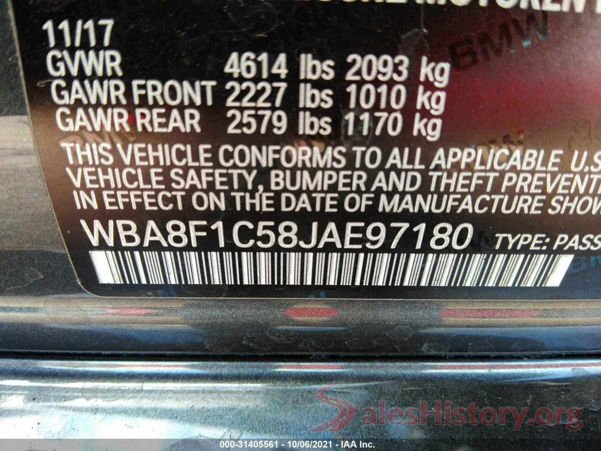 WBA8F1C58JAE97180 2018 BMW 3 SERIES