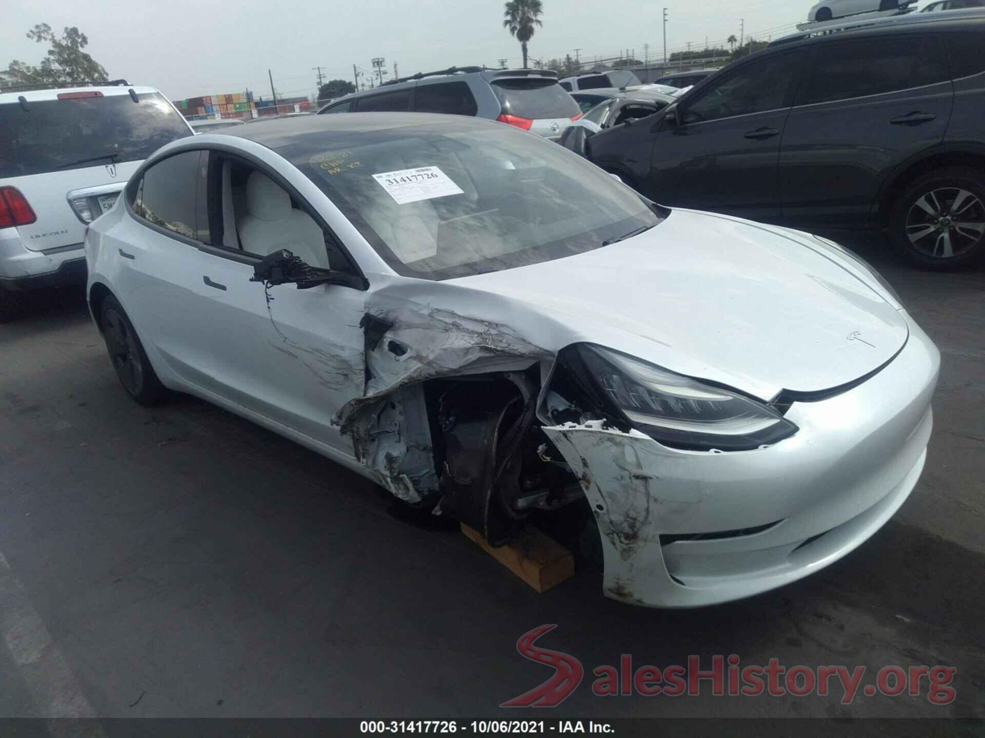 5YJ3E1EA6MF857405 2021 TESLA MODEL 3