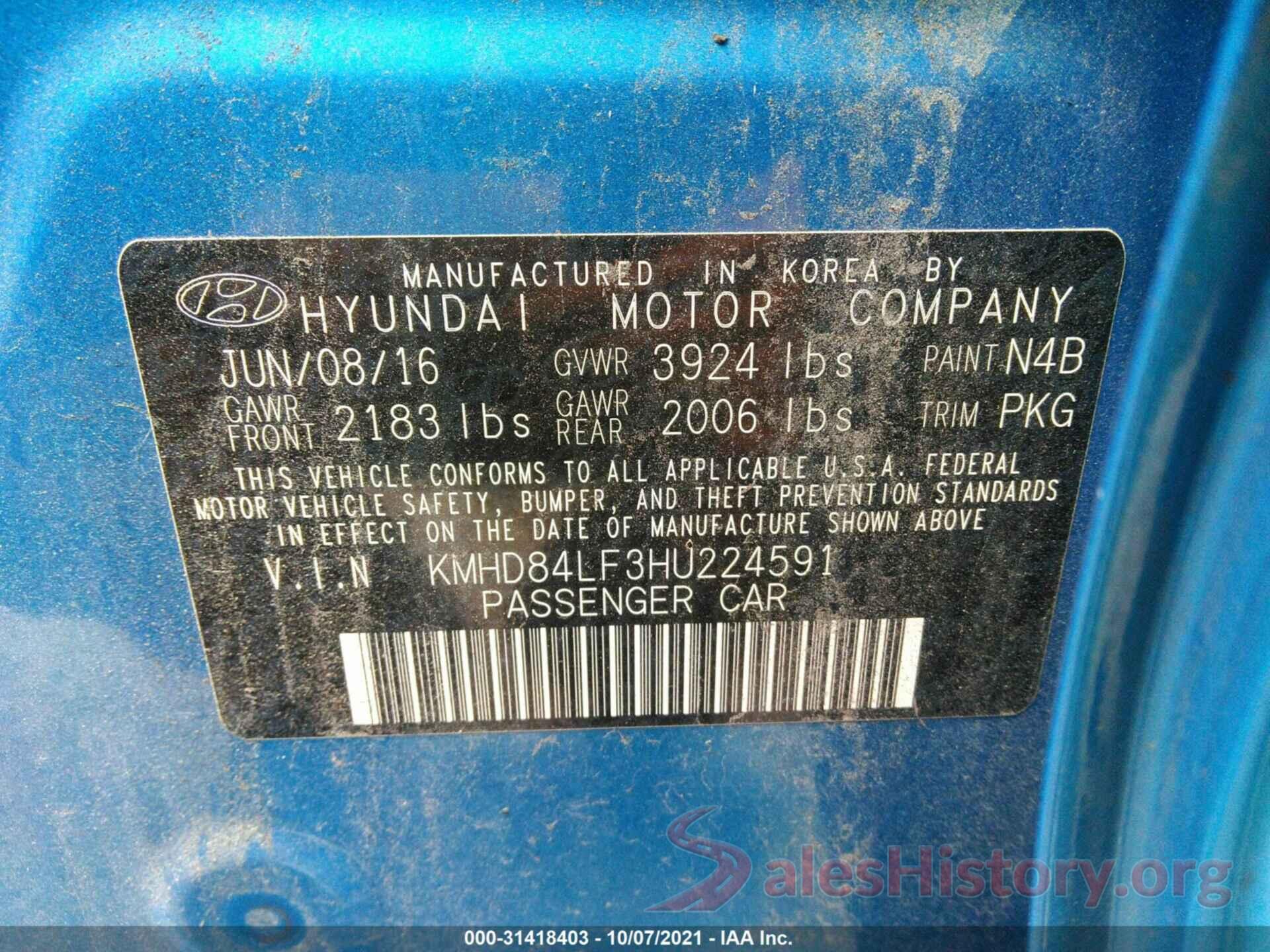 KMHD84LF3HU224591 2017 HYUNDAI ELANTRA