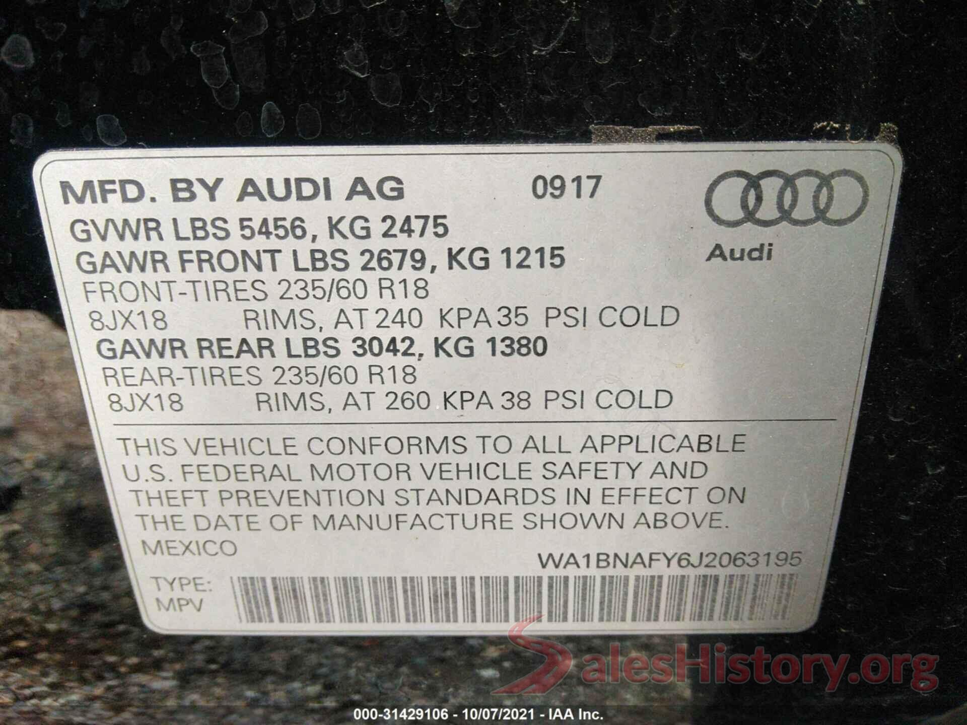 WA1BNAFY6J2063195 2018 AUDI Q5