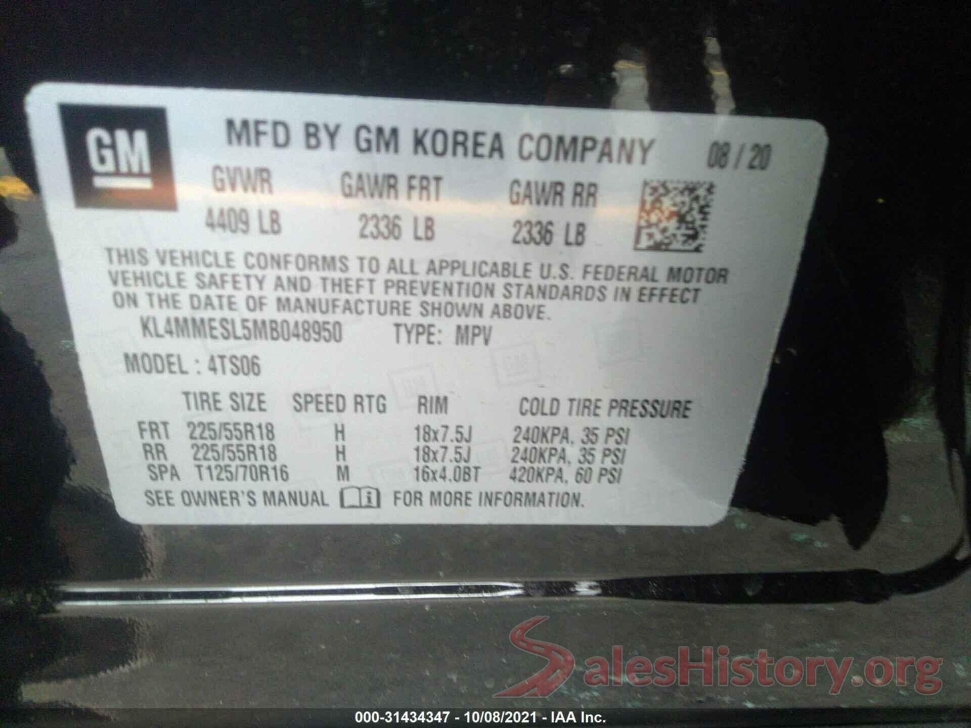 KL4MMESL5MB048950 2021 BUICK ENCORE GX