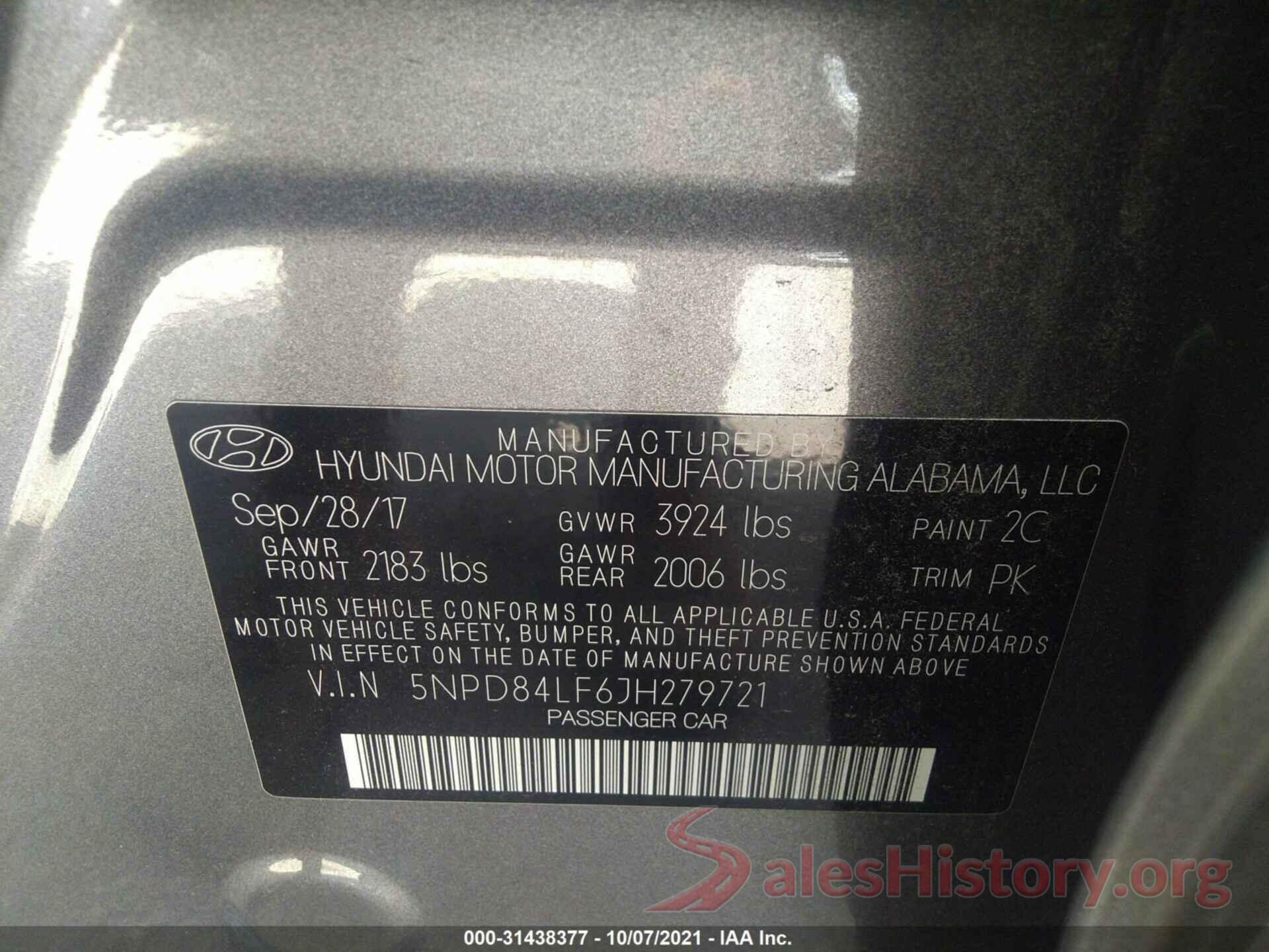 5NPD84LF6JH279721 2018 HYUNDAI ELANTRA