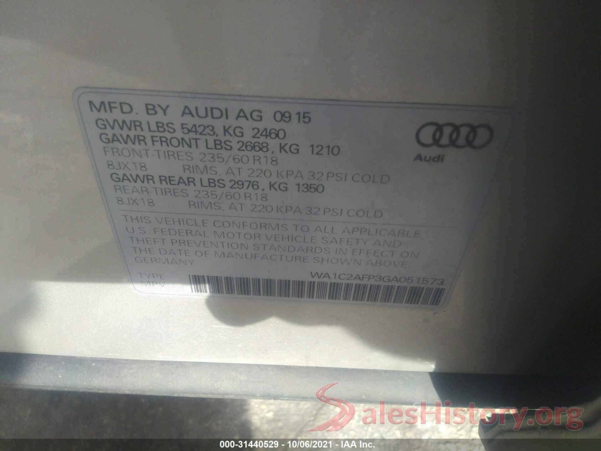 WA1C2AFP3GA051573 2016 AUDI Q5